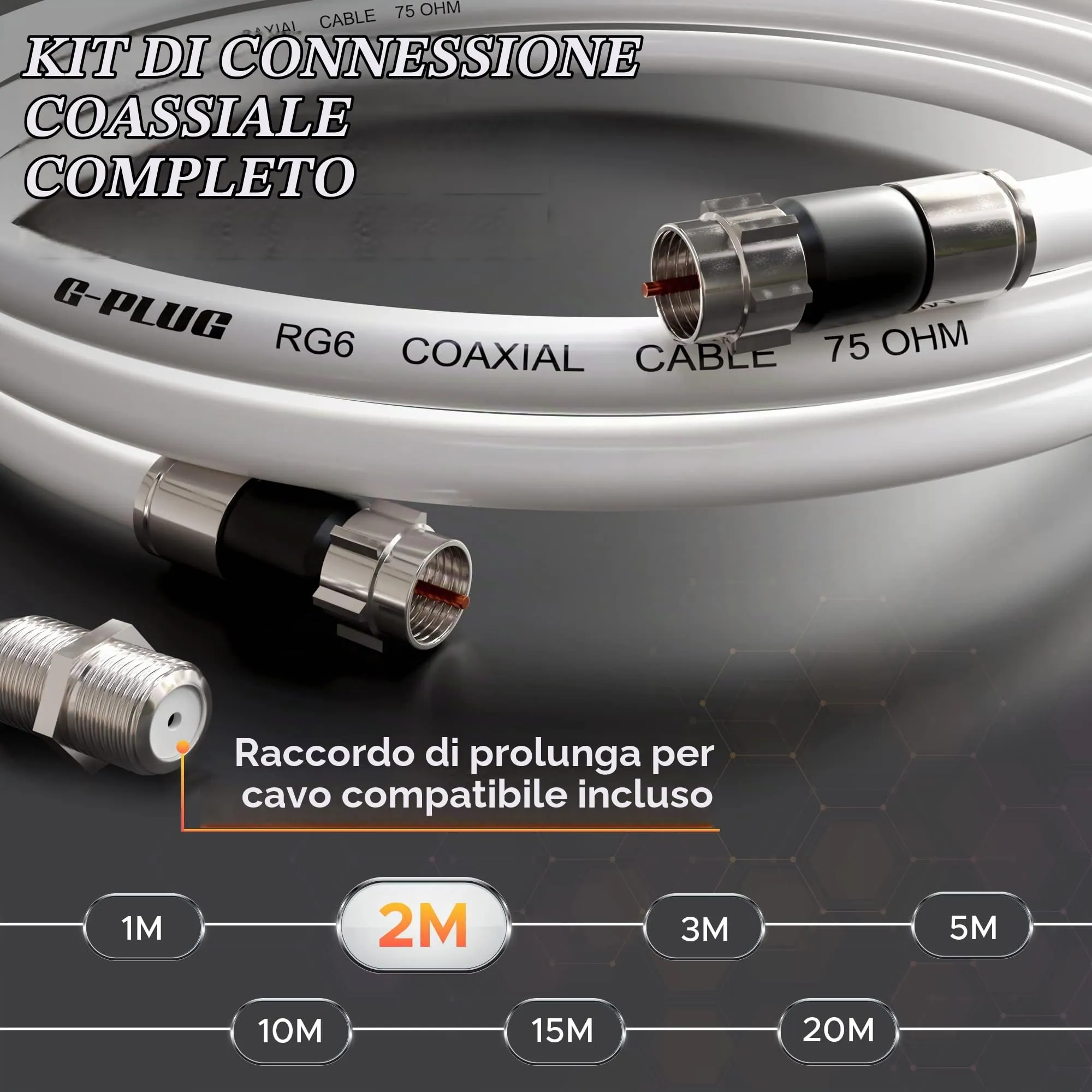 G-PLUG Cavo Coassiale RG6 2m con Connettori F - immagine 2
