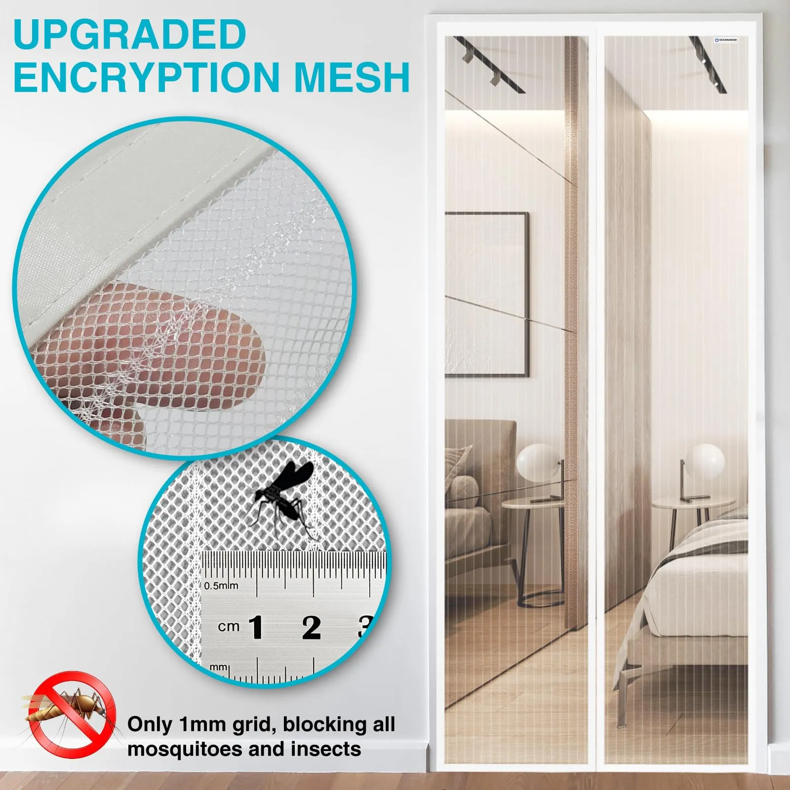 design4door Zanzariera Magnetica per Porta Finestra, 75 x 165 cm, Bianco - immagine 4