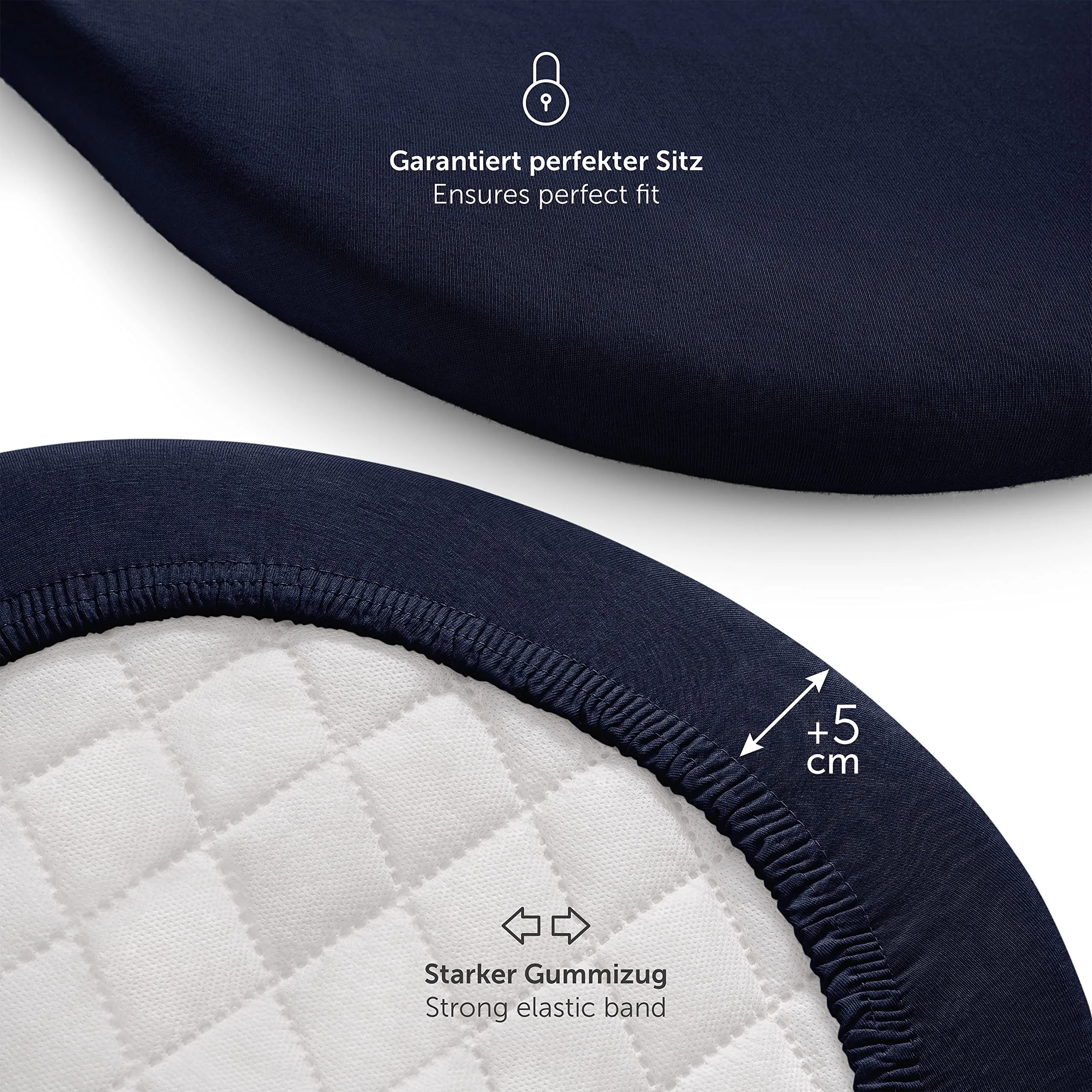 Laleni Lenzuola e Coprimaterasso per Culla e Lettino, 100% Cotone 135gsm, Blu Oceano, 28x73cm - 30x76cm - immagine 3
