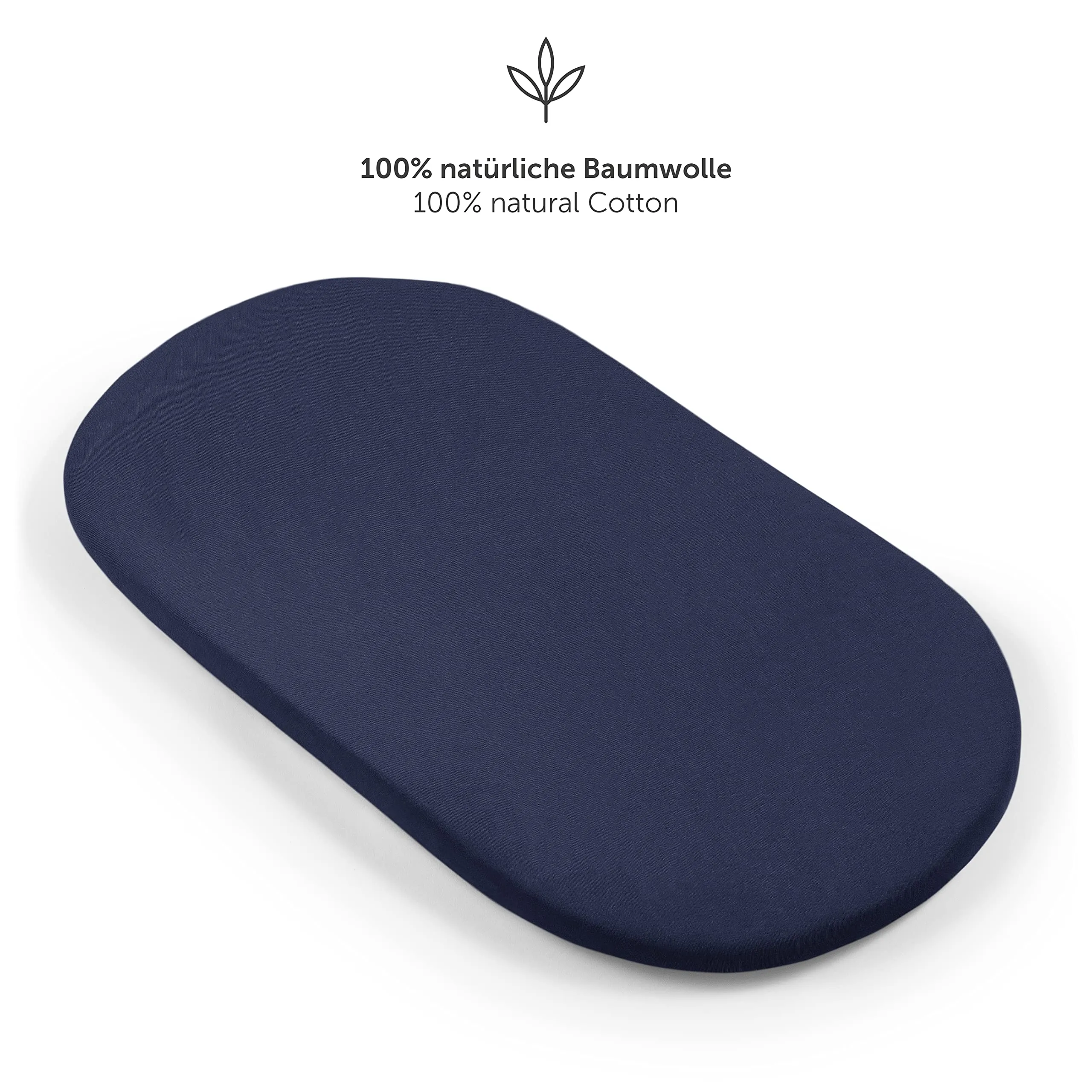 Laleni Lenzuola e Coprimaterasso per Culla e Lettino, 100% Cotone 135gsm, Blu Oceano, 28x73cm - 30x76cm - immagine 4