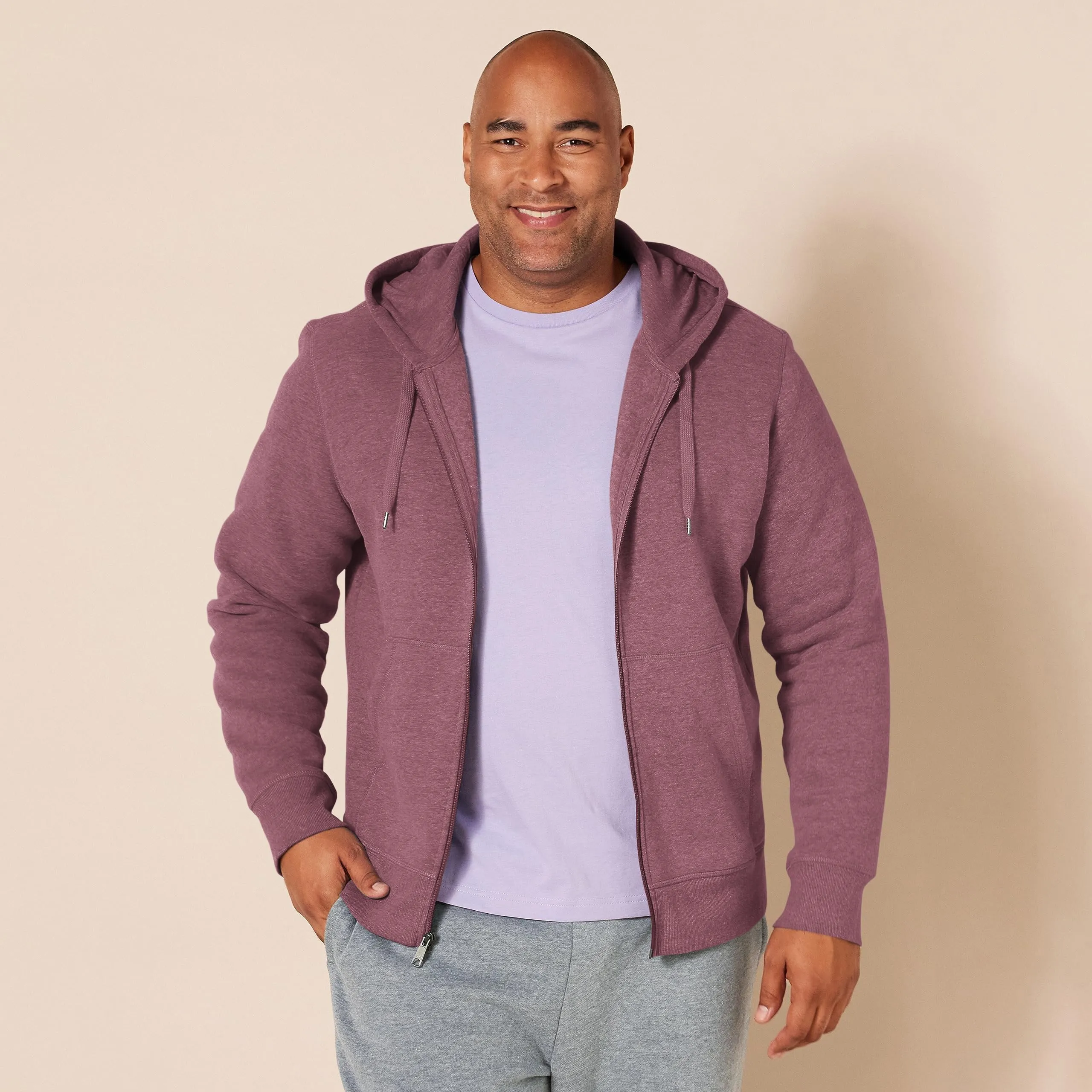 Amazon Essentials Felpa con Cappuccio in Pile con Zip Intera Uomo, Porpora, S - immagine 6