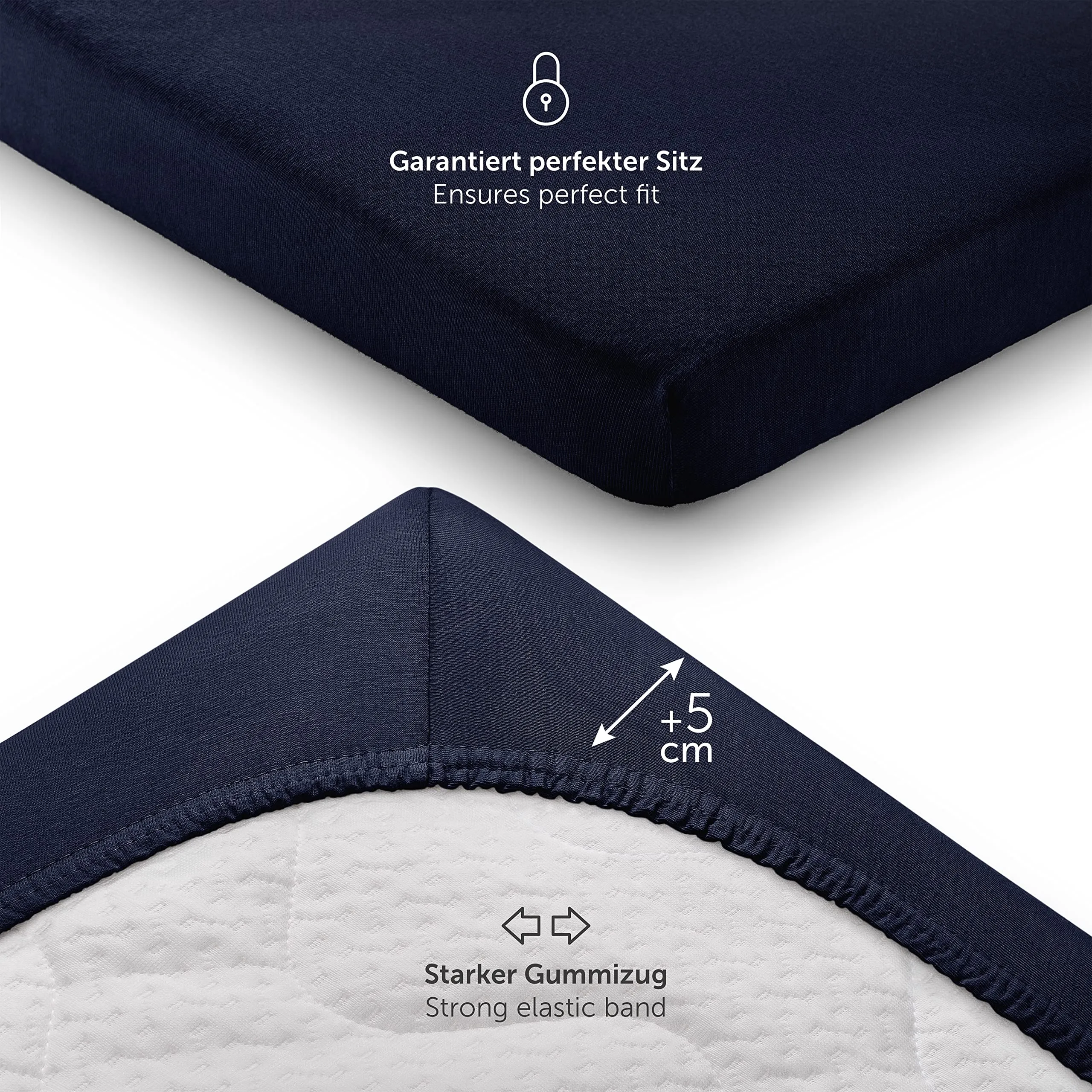 Laleni Lenzuola con Angoli per Culla e Lettino, 100% Cotone 135gsm, 40x90cm, Blu Oceano - immagine 3