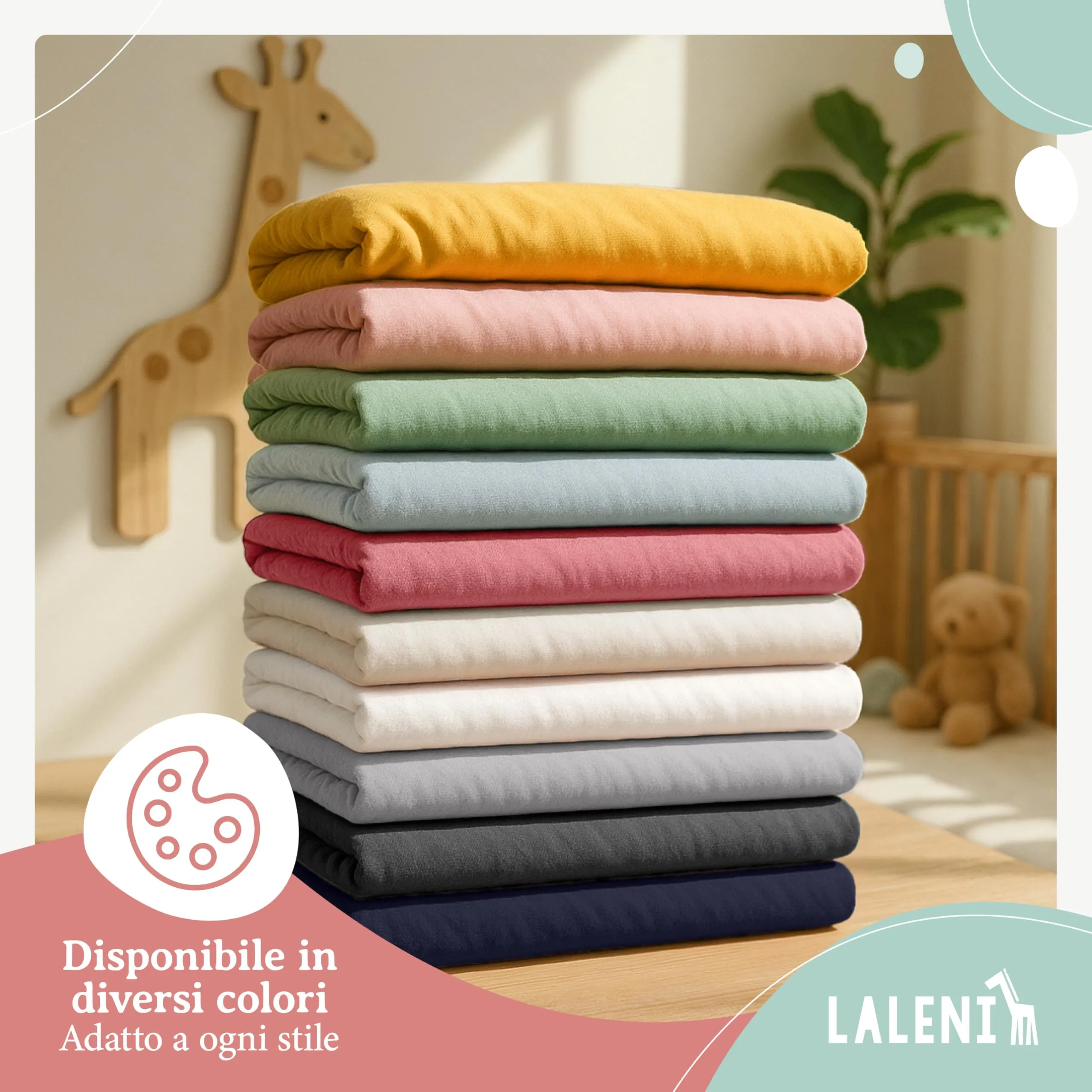 Laleni Lenzuola Coprimaterasso per Lettino e Culla in Cotone 135gsm, 60x120cm - Avorio - immagine 9