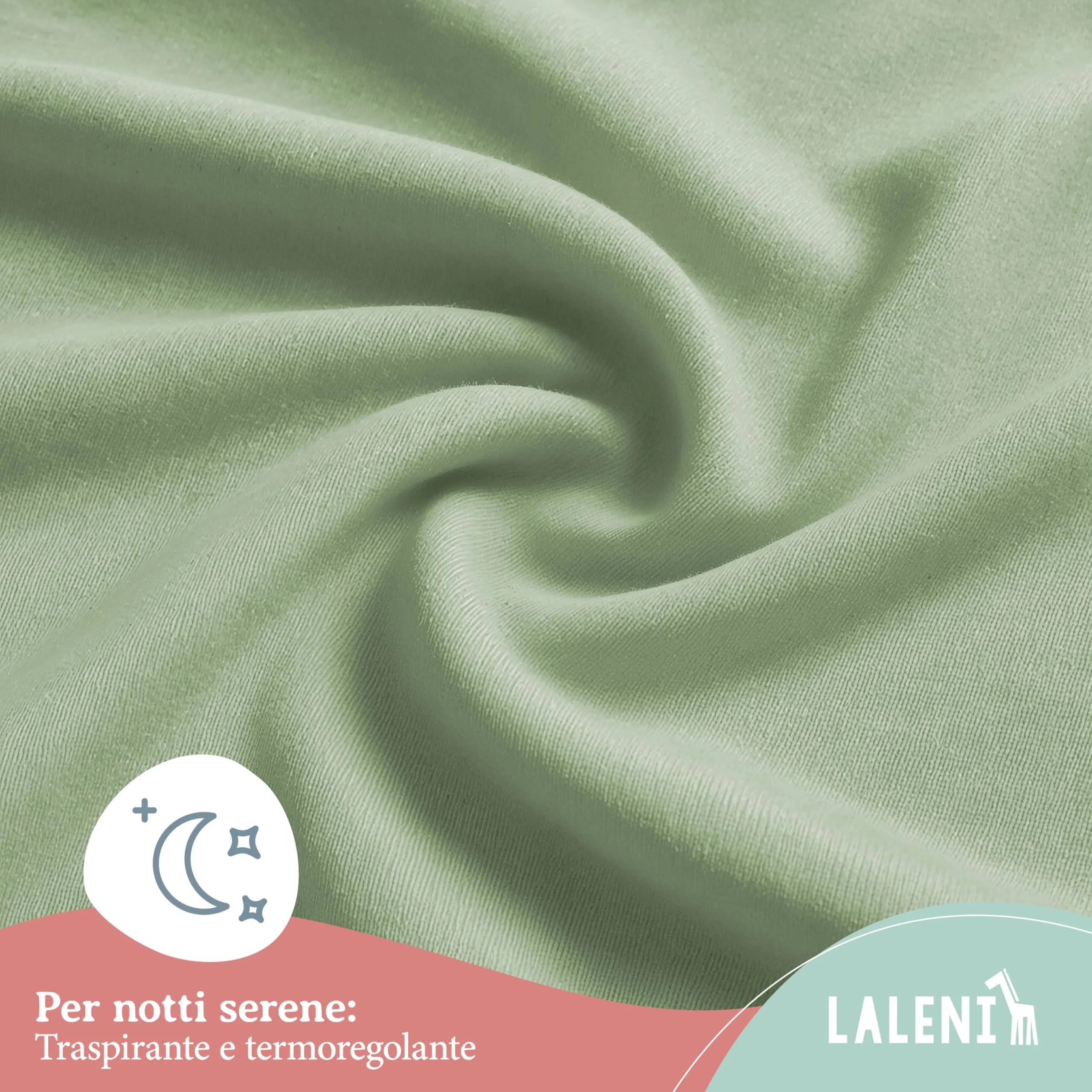Laleni Lenzuola Coprimaterasso per Culla e Lettino 100% Cotone, Box a 6 lati 100x115cm, Verde - immagine 5