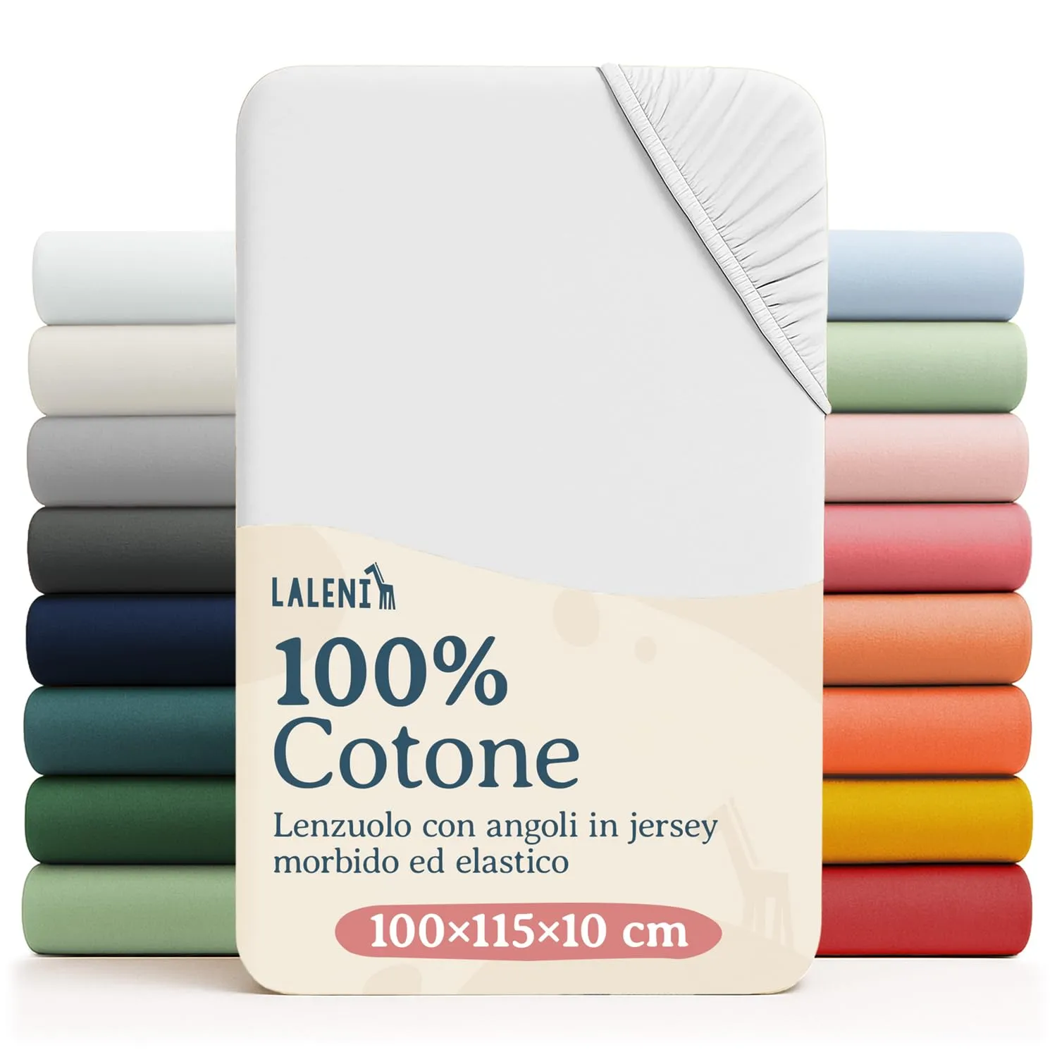 Laleni Lenzuola Coprimaterasso per Culla e Lettino, 100% Cotone 135gsm, Bianco, Box a 6 lati 100x115cm - immagine 1
