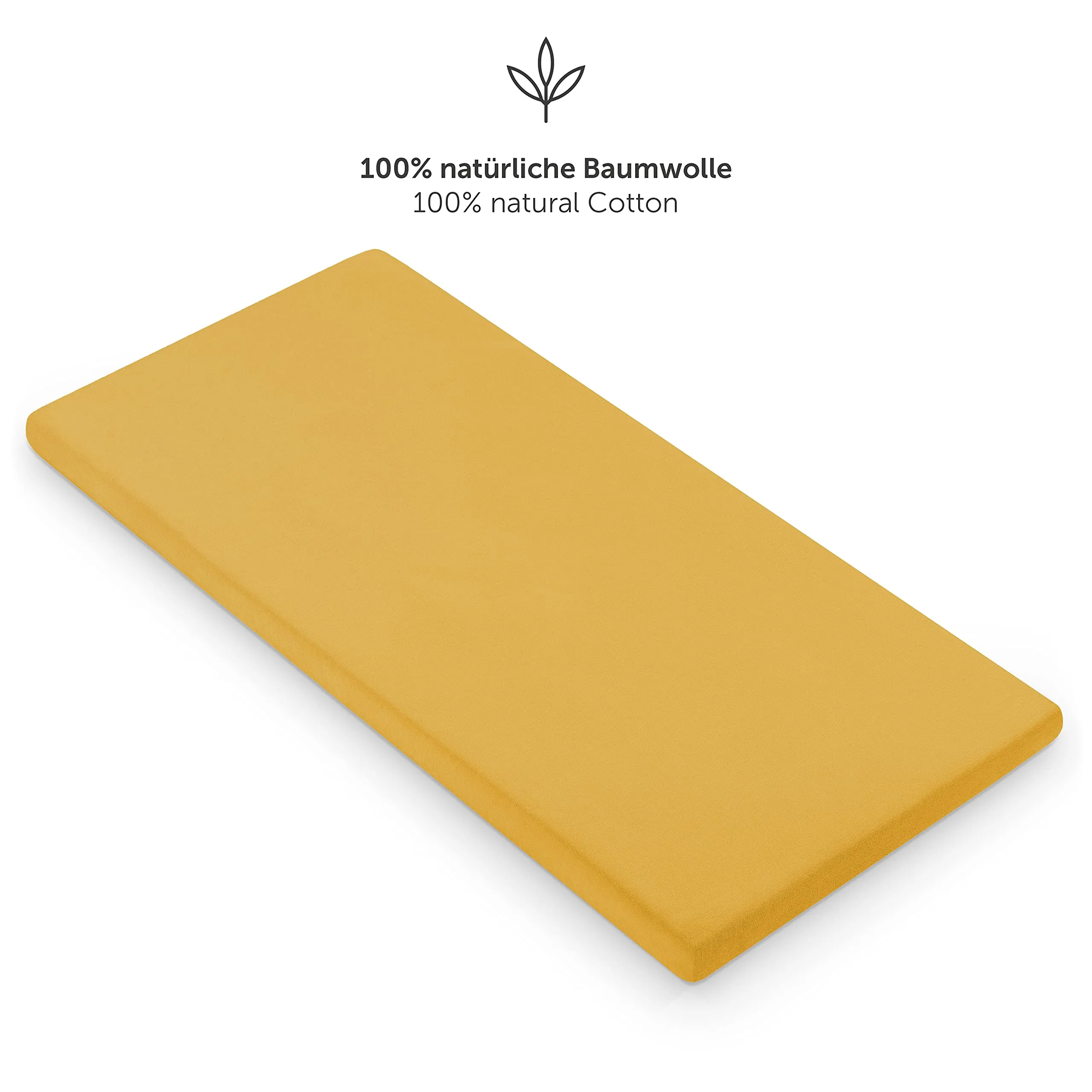 Laleni Lenzuola con Angoli per Culla e Lettino in Cotone 135gsm, 40x90cm, Senape - immagine 3