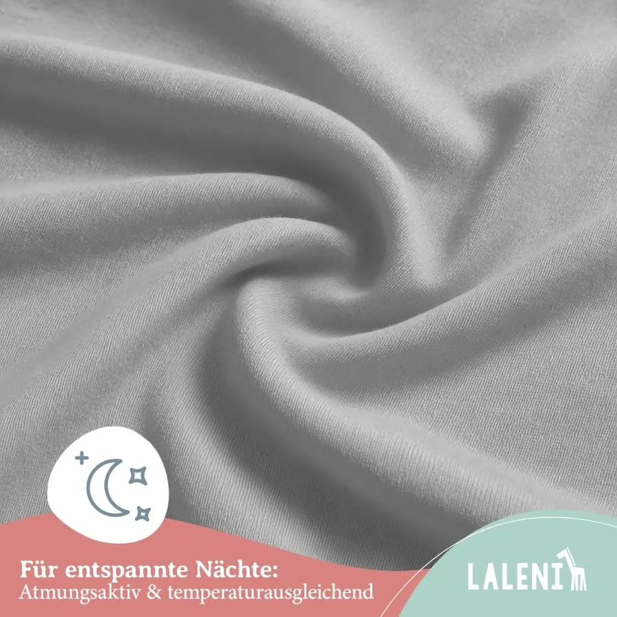 Laleni Lenzuola e Coprimaterasso per Culla e Lettino 100% Cotone, Grigio, 28x73cm - 30x76cm - immagine 5