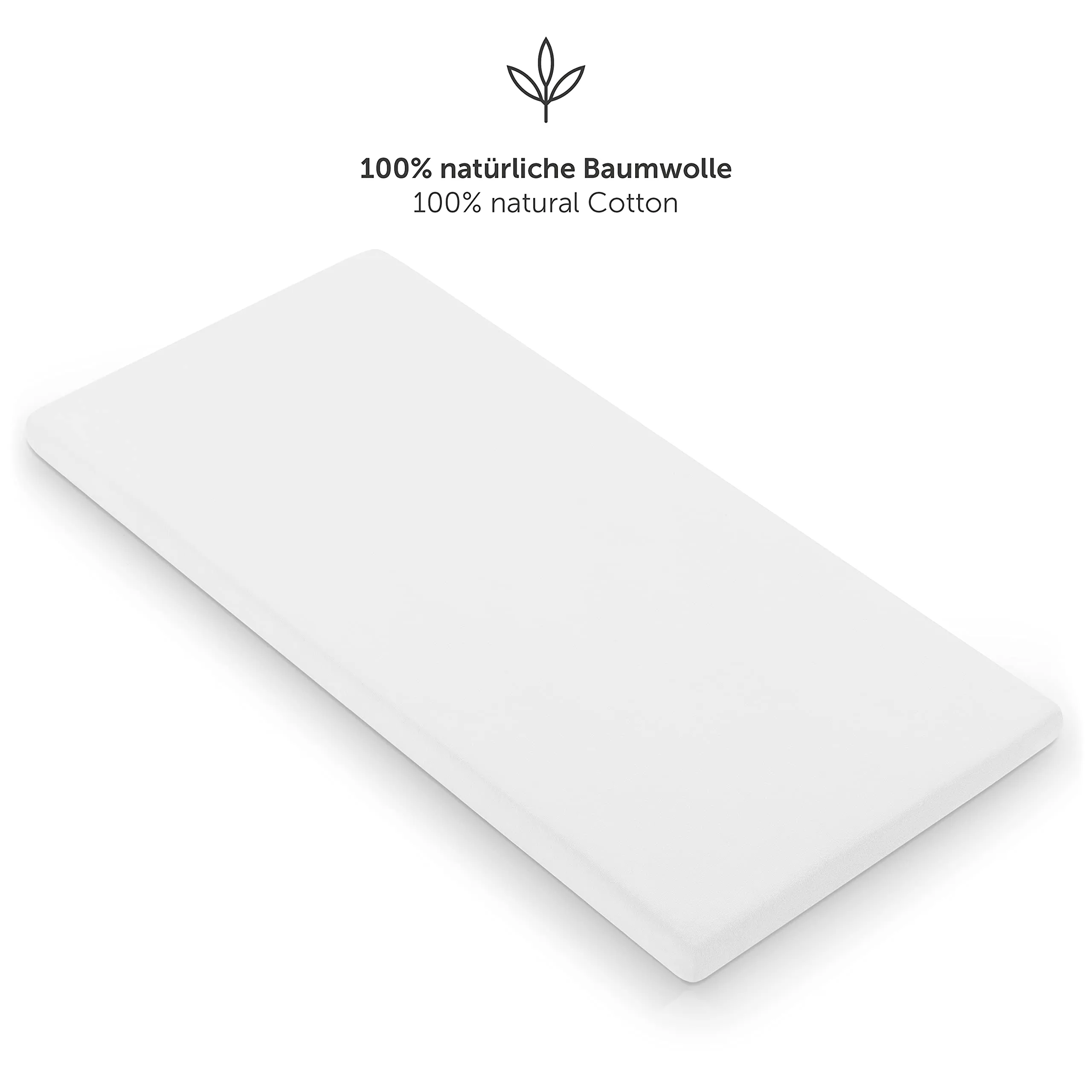 Laleni Lenzuola e Coprimaterasso per Culla e Lettino, 100% Cotone 135gsm, Bianco, 40x90cm - immagine 3