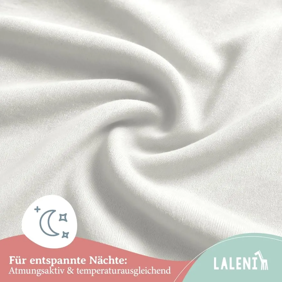 Laleni Lenzuola e Coprimaterasso per Culla e Lettino in Cotone 135gsm, Avorio, 28x73cm - 30x76cm - immagine 5