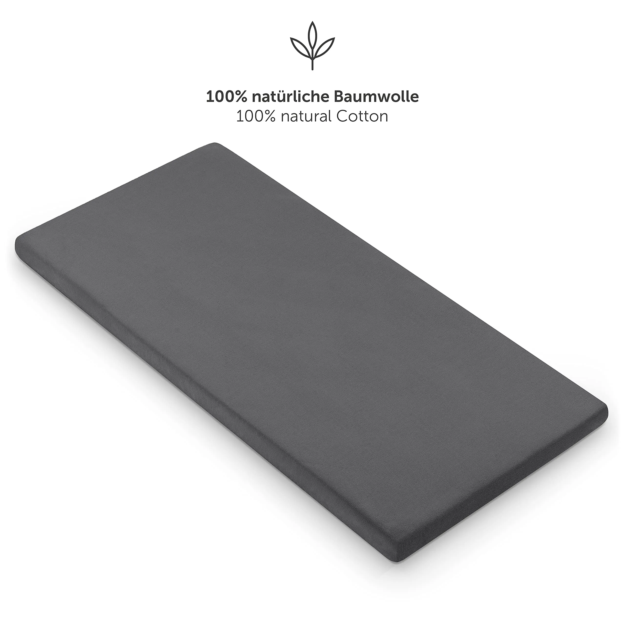 Laleni Lenzuola e Coprimaterasso per Culla e Lettino, 100% Cotone 135gsm, Antracite, 40x90cm - immagine 3