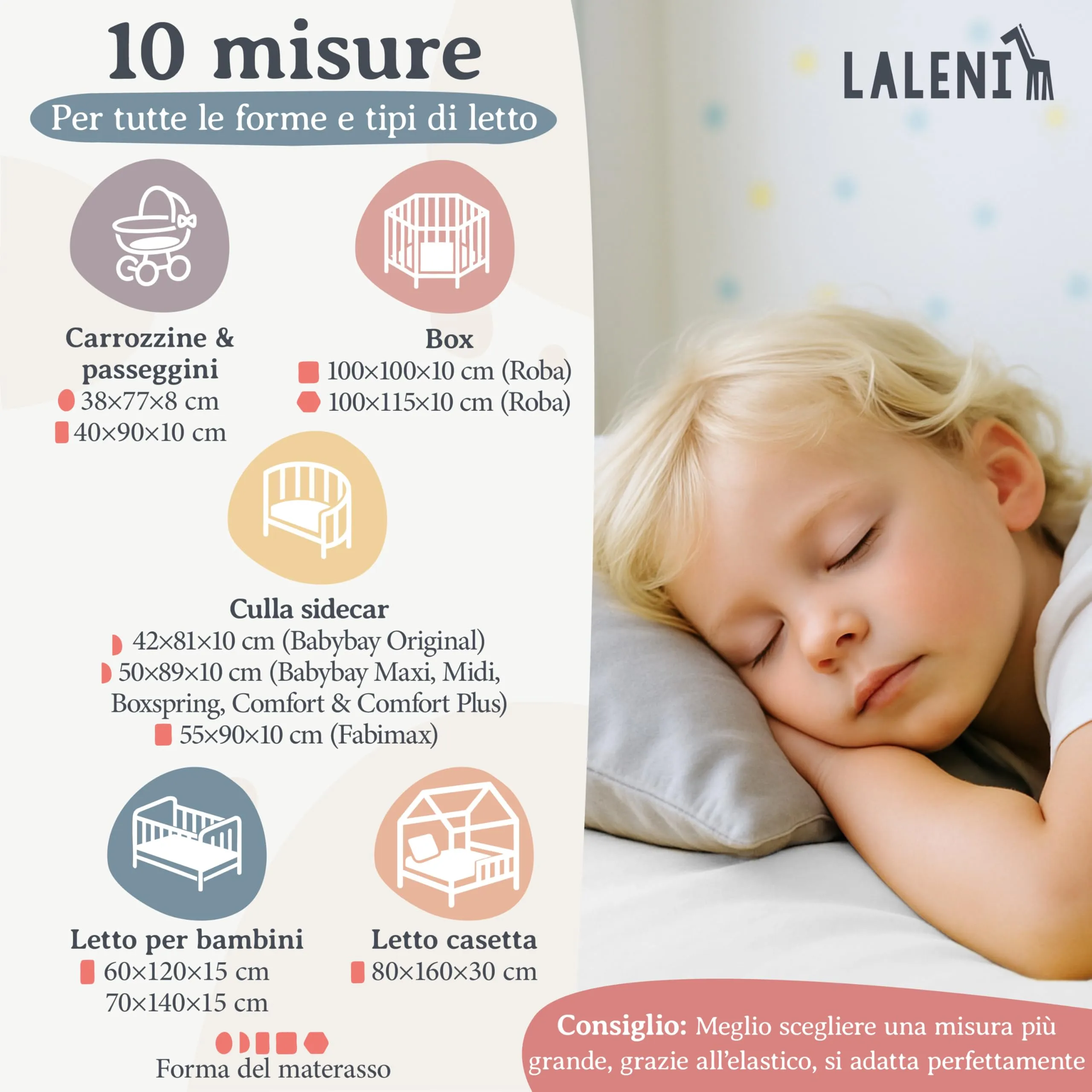 Laleni Lenzuola Coprimaterasso per Culla e Lettino, 100% Cotone 135gsm, Bianco, Box a 6 lati 100x115cm - immagine 2