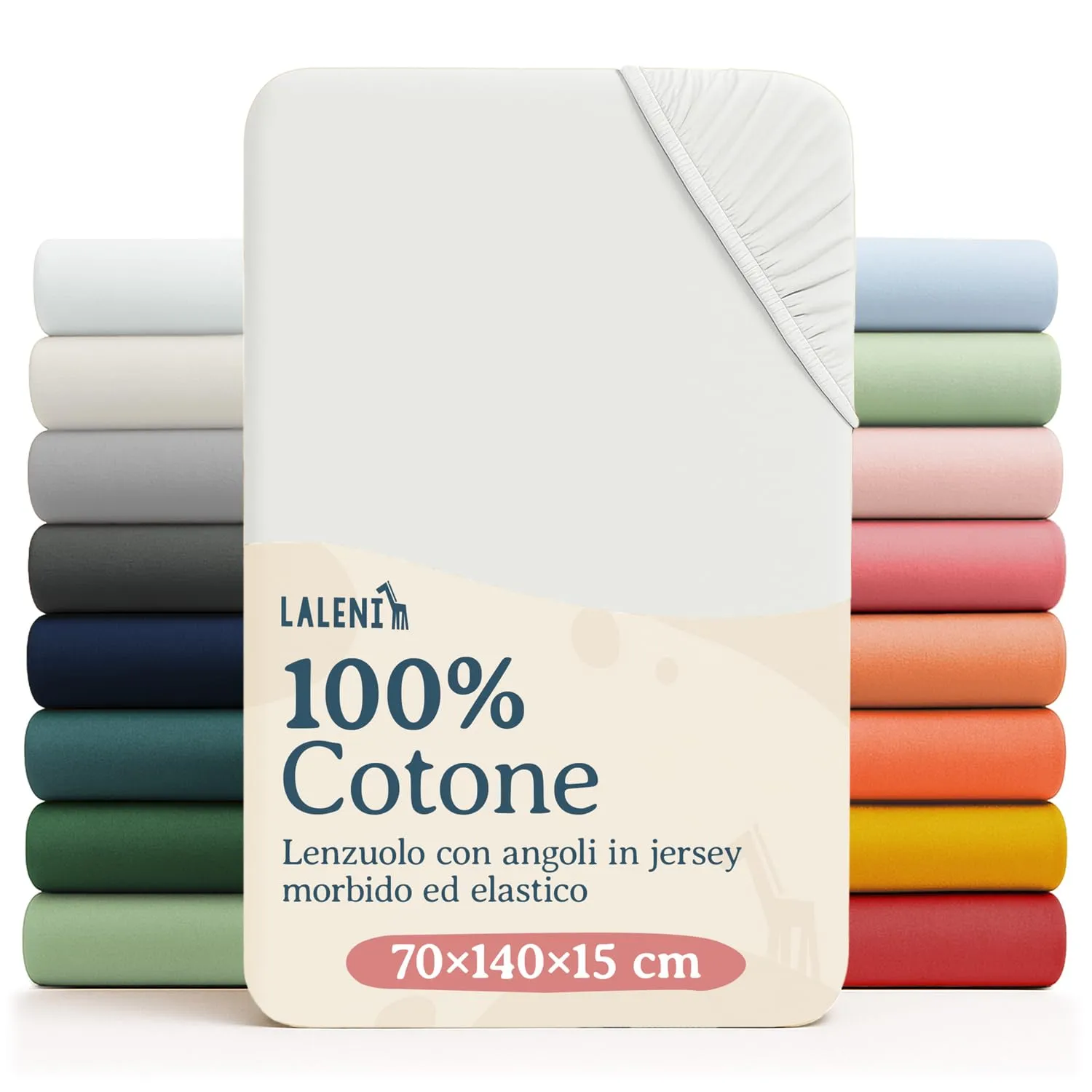 Laleni Lenzuola con Angoli per Culla e Lettino, 100% Cotone 135gsm, Avorio, 60x120-70x140cm - immagine 1