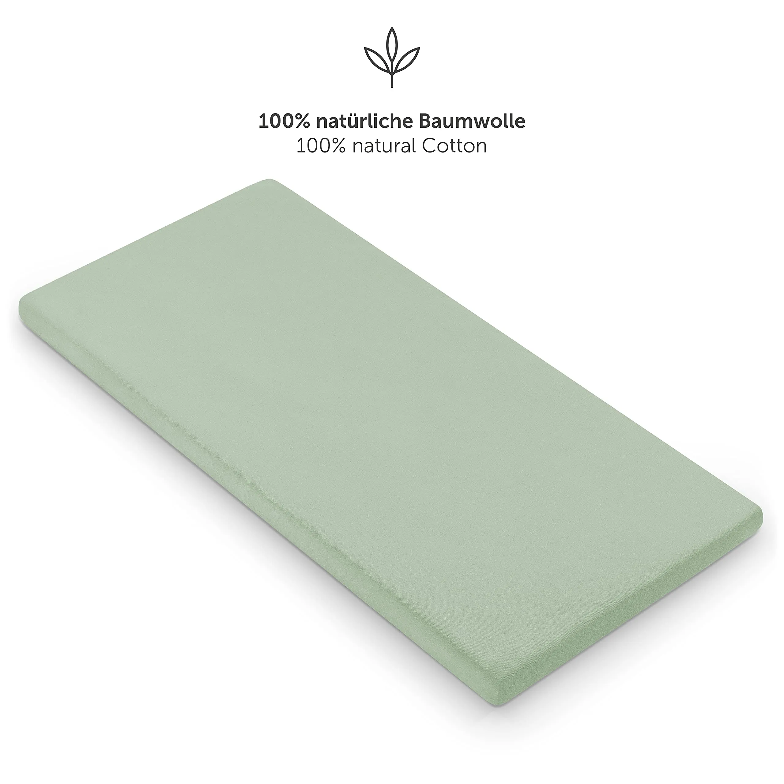 Laleni Lenzuola Coprimaterasso per Culla e Lettino, 100% Cotone, 40x90cm, Verde - immagine 3