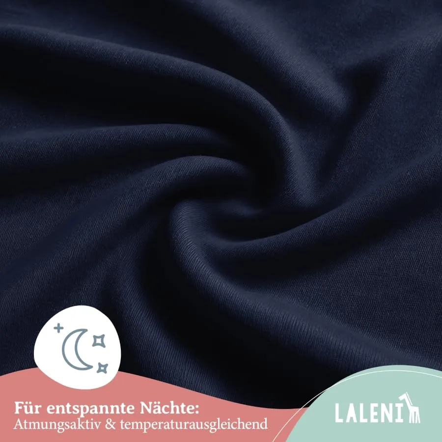 Laleni Lenzuola Coprimaterasso per Culla e Lettino in Cotone 135gsm, Blu Oceano, 28x73cm - 30x76cm - immagine 5
