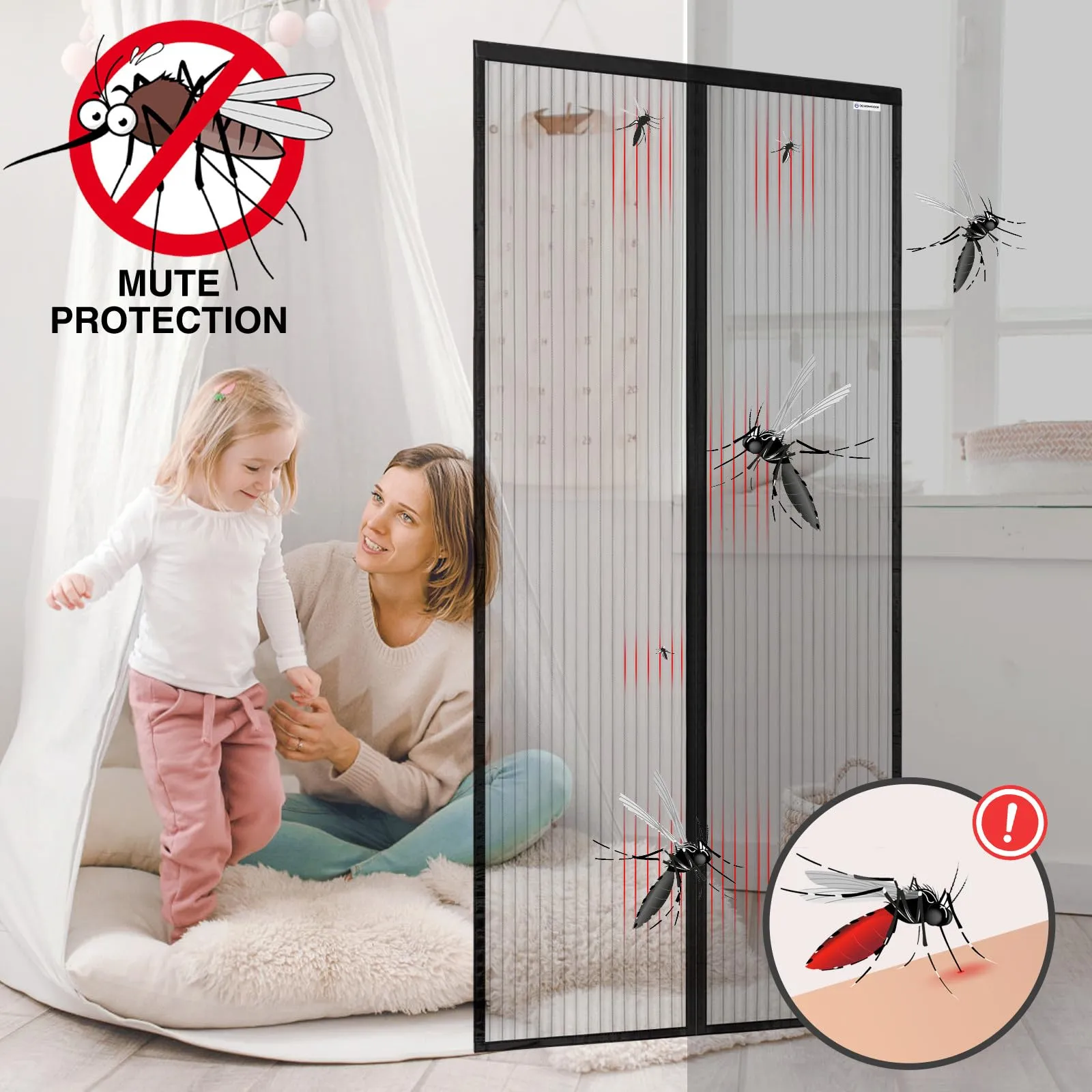 Design4Door Zanzariera Magnetica per Porta Finestra, 170 x 245 cm, Nero - immagine 2