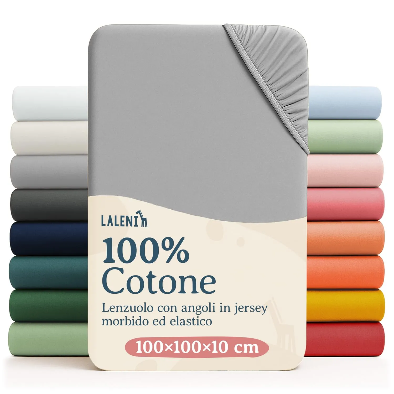 Laleni Lenzuola Coprimaterasso per Culla e Lettino, 100% Cotone 135gsm, 100x100cm, Grigio - immagine 1