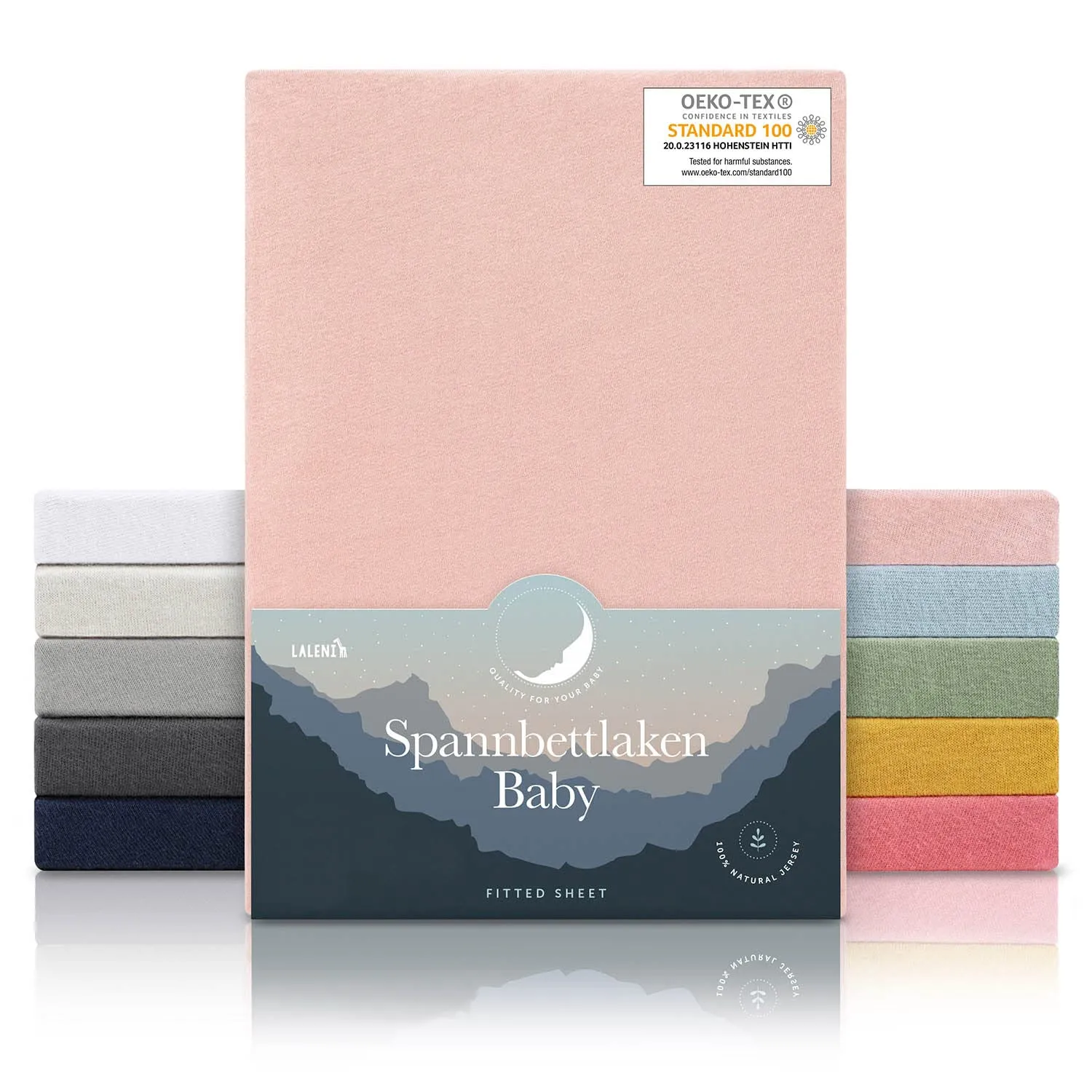 Laleni Lenzuola e Coprimaterasso per Culla e Lettino in Cotone 135gsm, Rosa, 28x73cm - 30x76cm - immagine 1