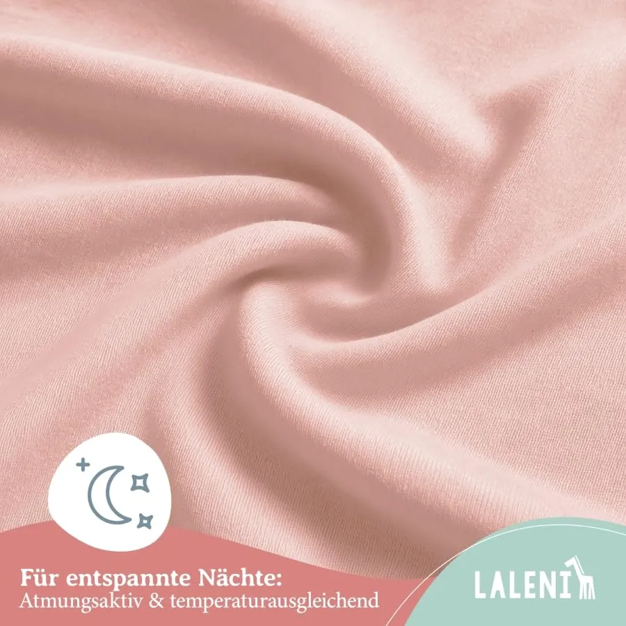 Laleni Lenzuola e Coprimaterasso per Culla e Lettino in Cotone 135gsm, Rosa, 28x73cm - 30x76cm - immagine 5
