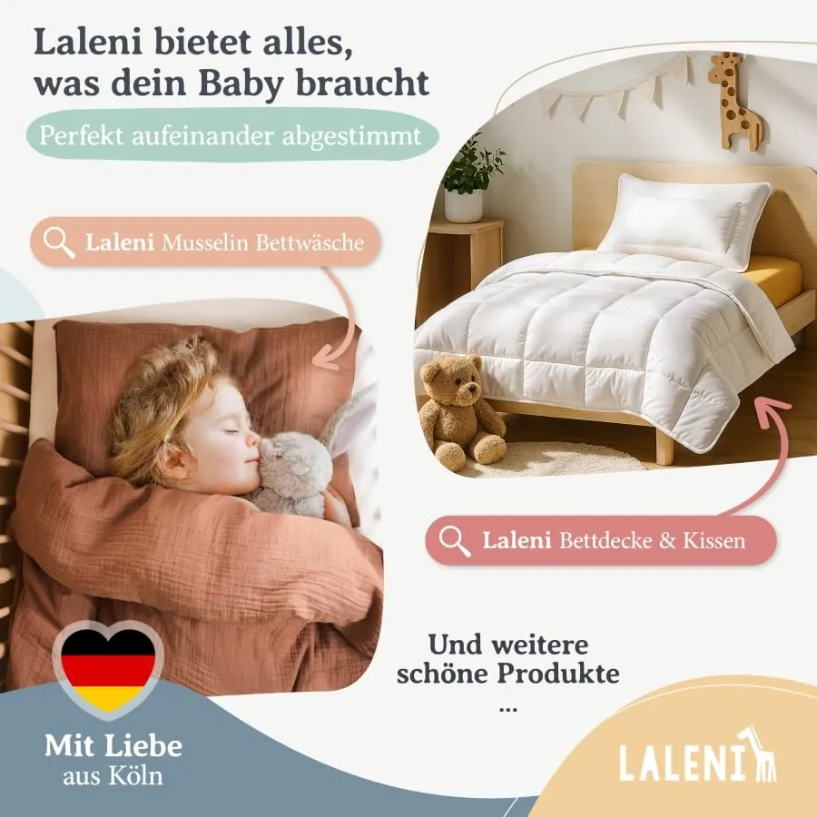 Laleni Lenzuola e Coprimaterasso per Culla e Lettino in Cotone 135gsm, Rosa, 28x73cm - 30x76cm - immagine 8
