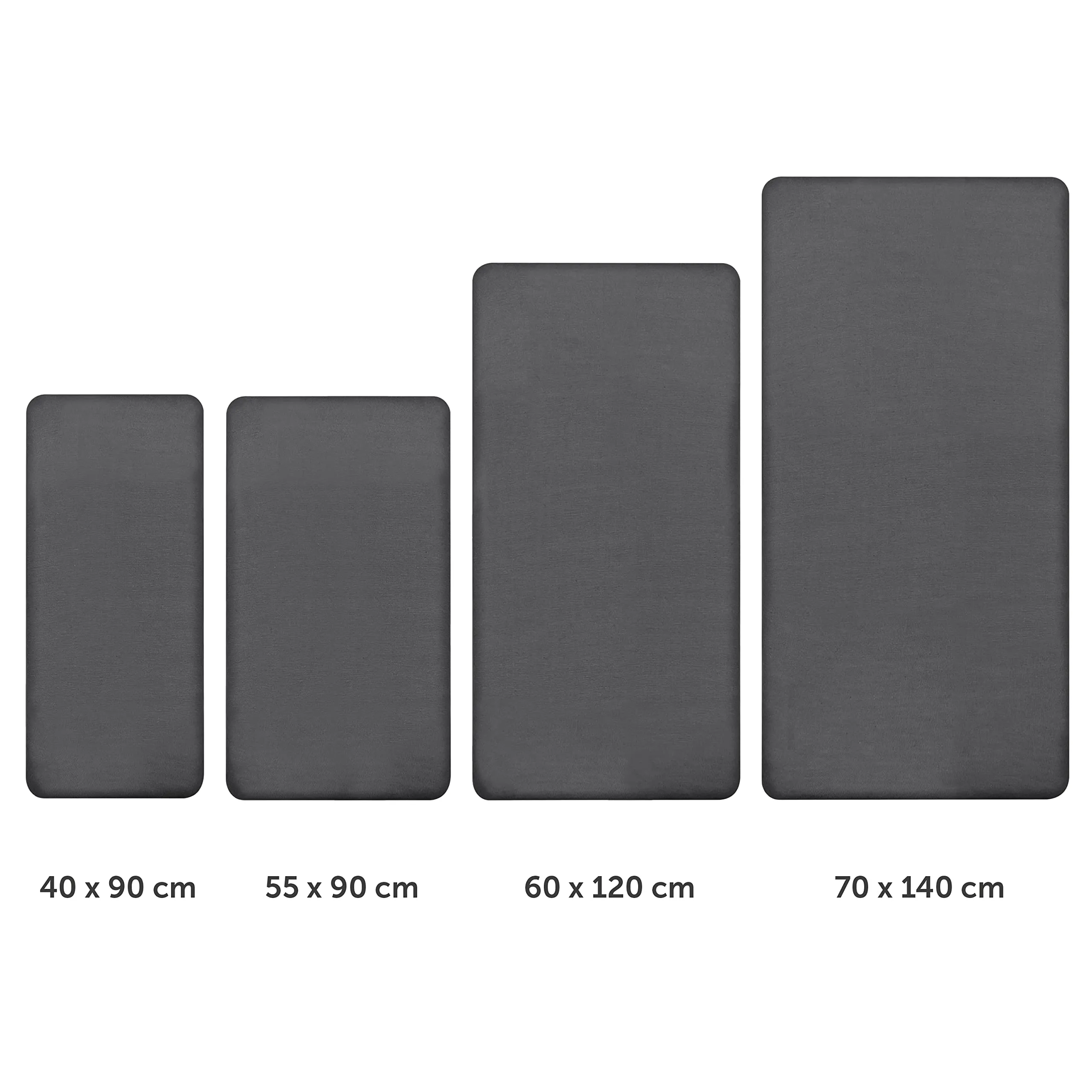 Laleni Lenzuola Coprimaterasso per Culla e Lettino in Cotone 135gsm, 40x90cm - Antracite - immagine 2