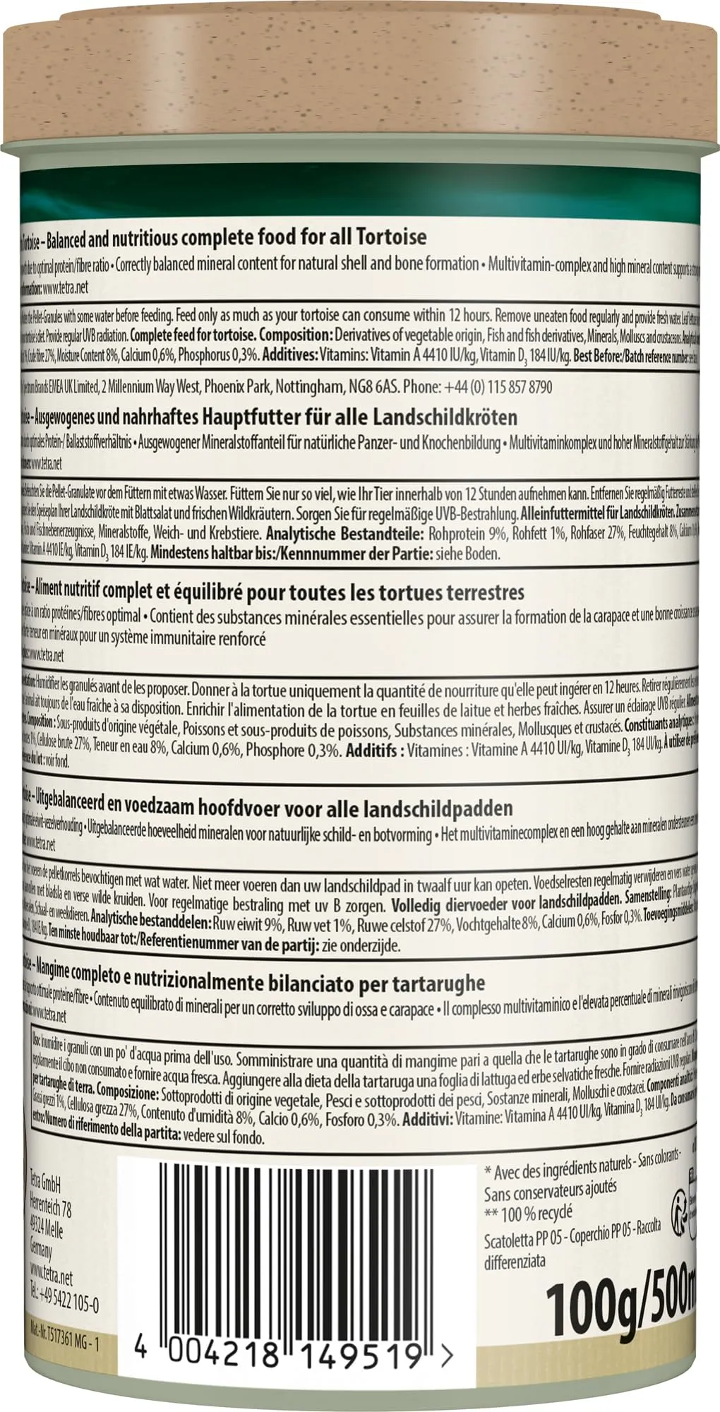 Tetra Tortoise Mangime di Base per Tartarughe di Terra 500 ml - immagine 6