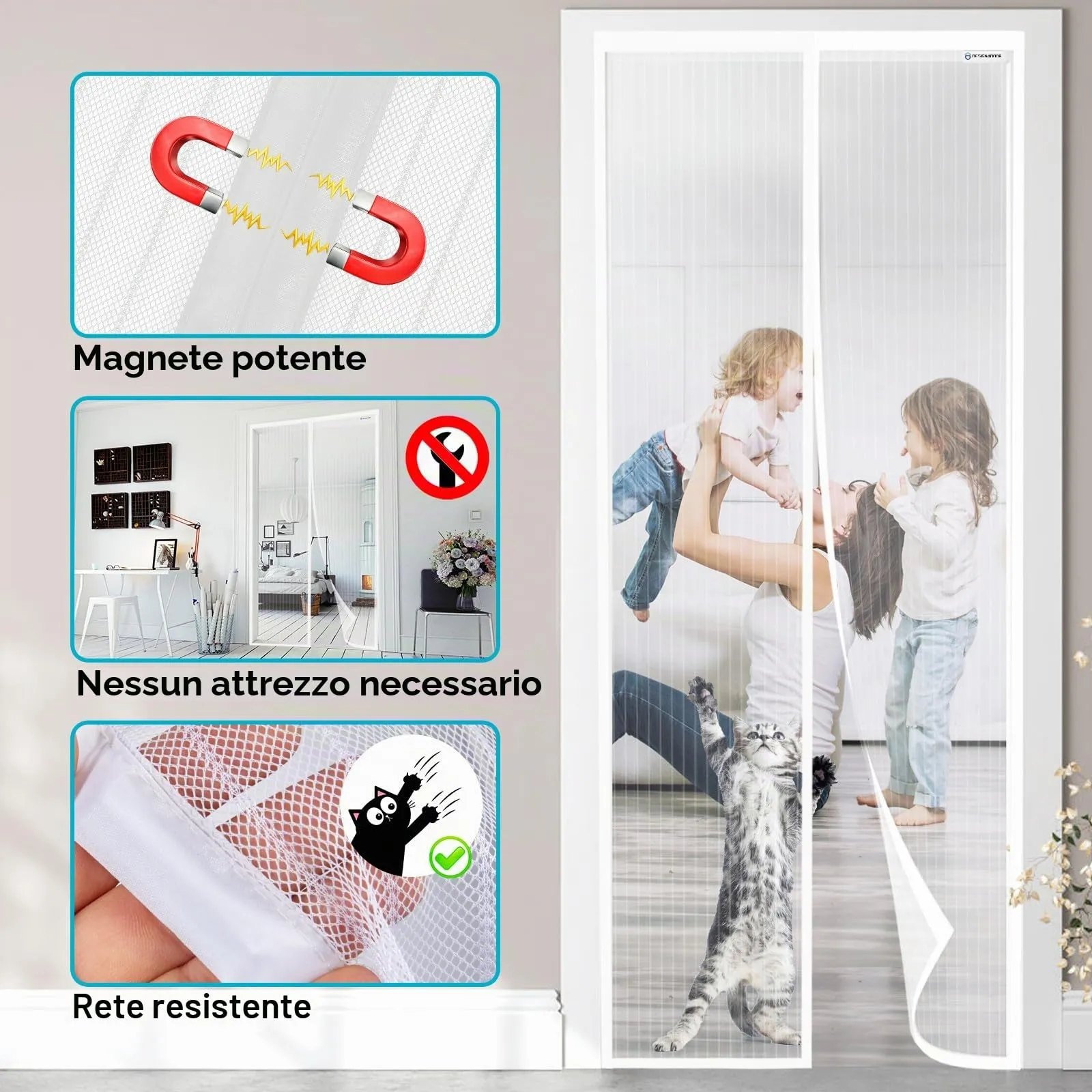 Design4Door Zanzariera Magnetica per Porta Finestra, 160 x 240 cm, Bianco - immagine 3
