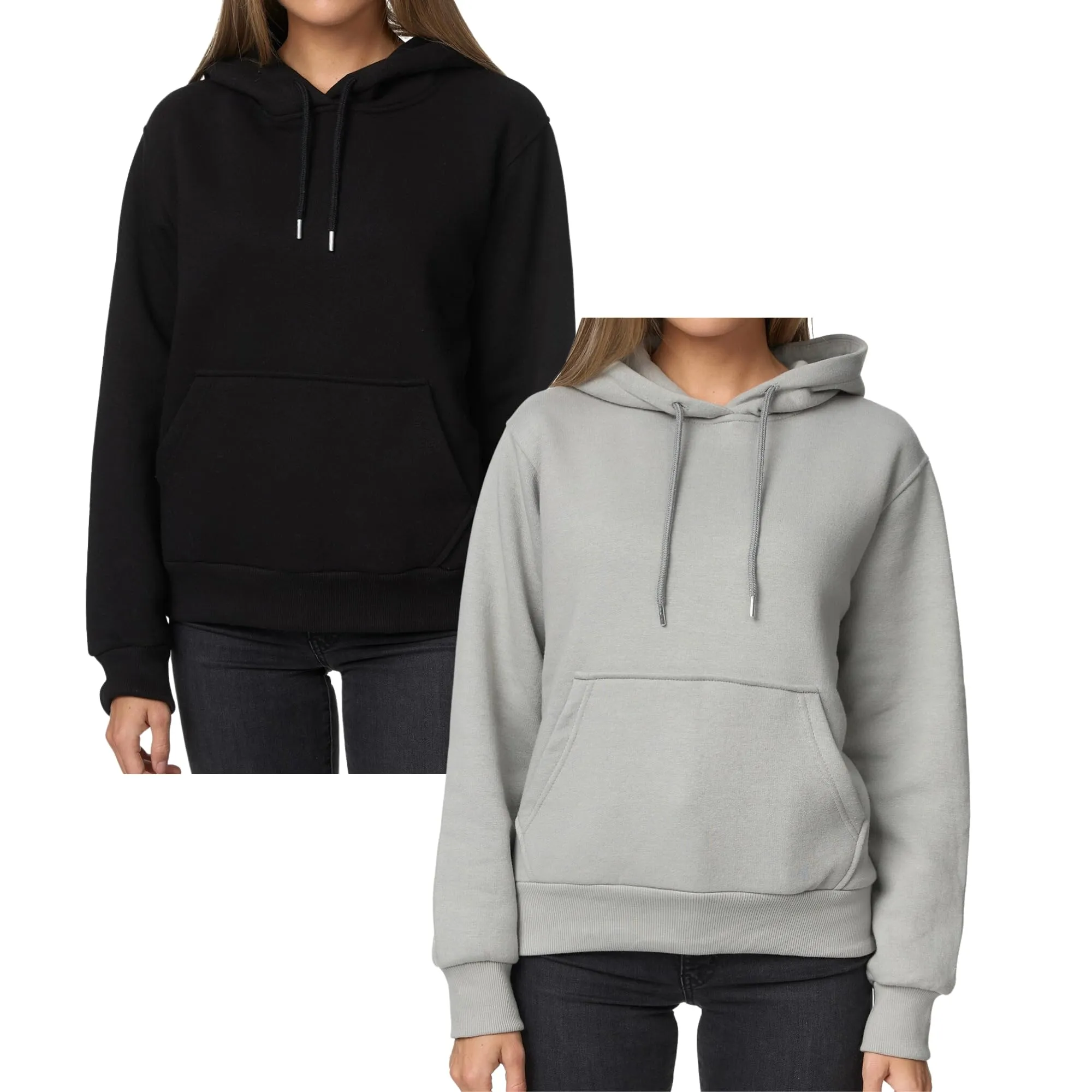 Smith & Solo Hoodie Donna Felpa con Cappuccio in Cotone - Grigio - M - immagine 1