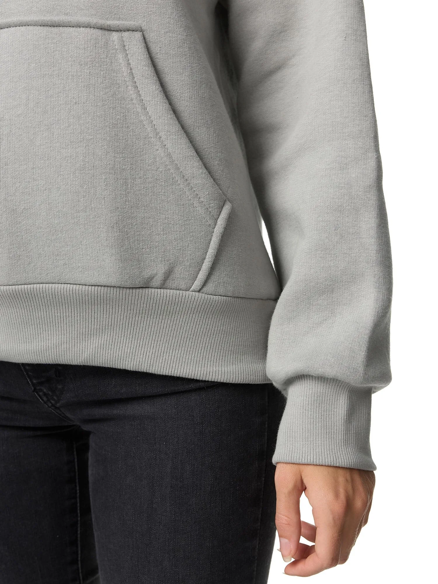 Smith & Solo Hoodie Donna Felpa con Cappuccio in Cotone - Grigio - M - immagine 7