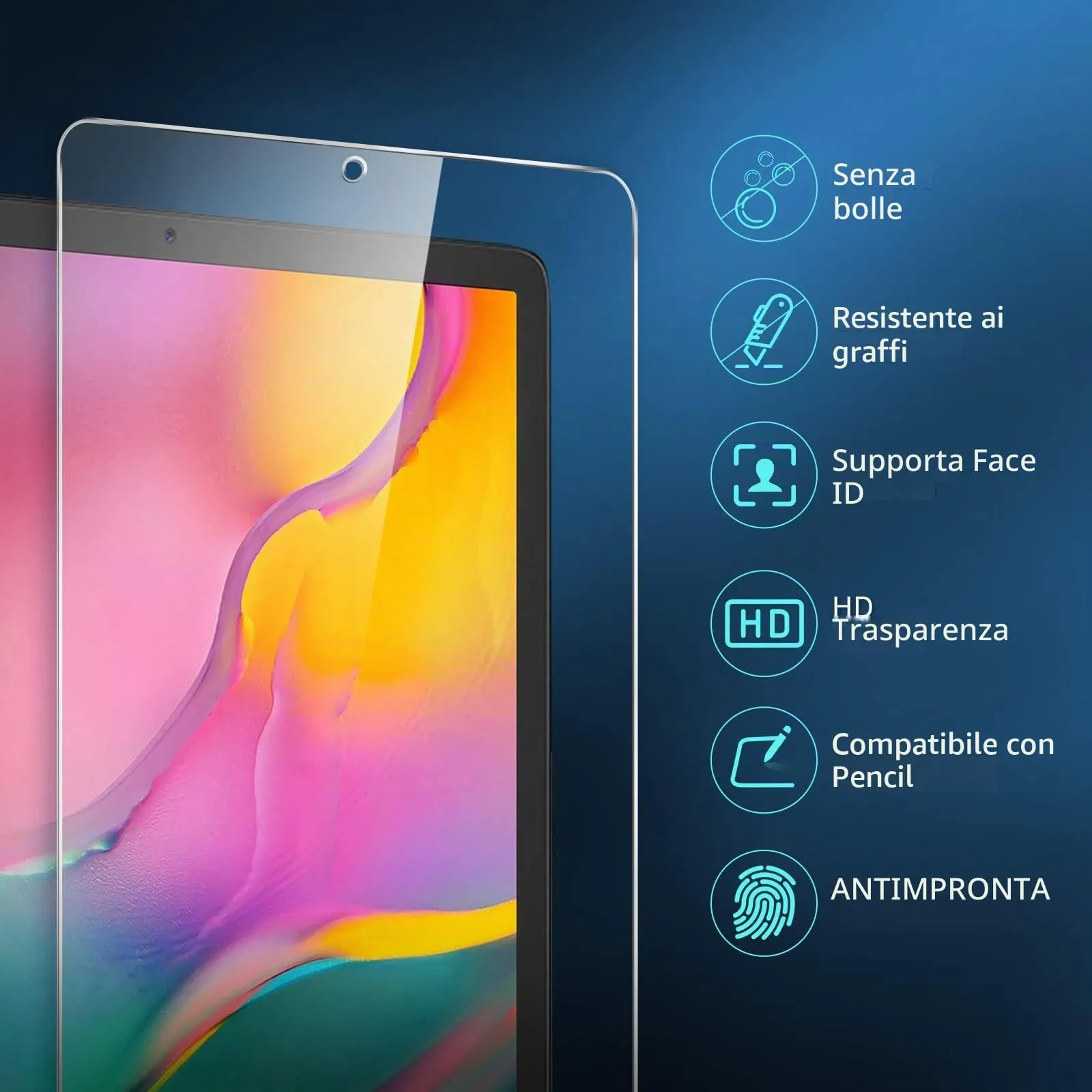 NEW'C Pellicola in Vetro Temperato per Samsung Galaxy Tab A 2019 SM-T510/T515 10.1 pollici - immagine 2