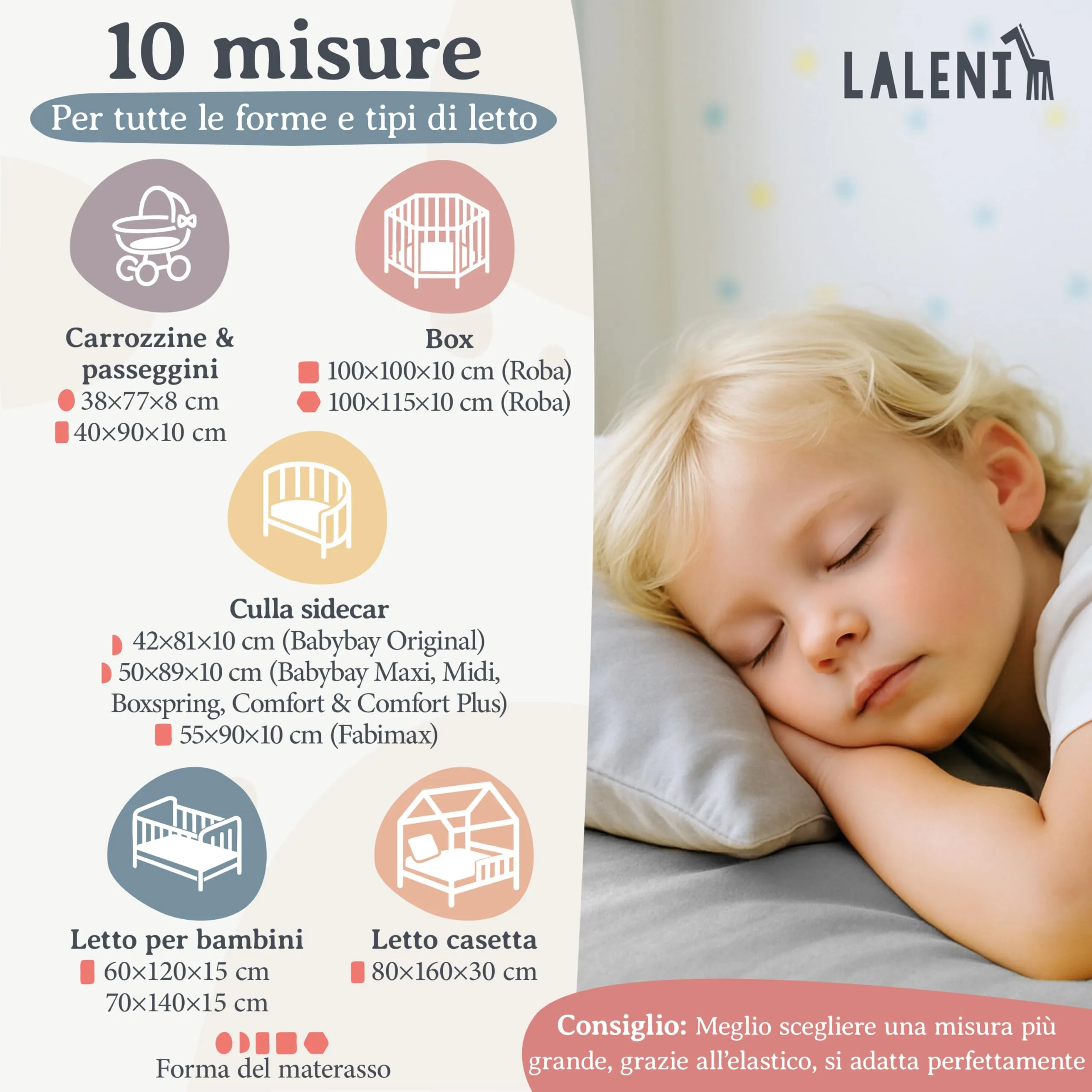 Laleni Lenzuola e Coprimaterasso per Culla e Lettino, 100% Cotone 135gsm, Grigio, 100x100cm - immagine 2