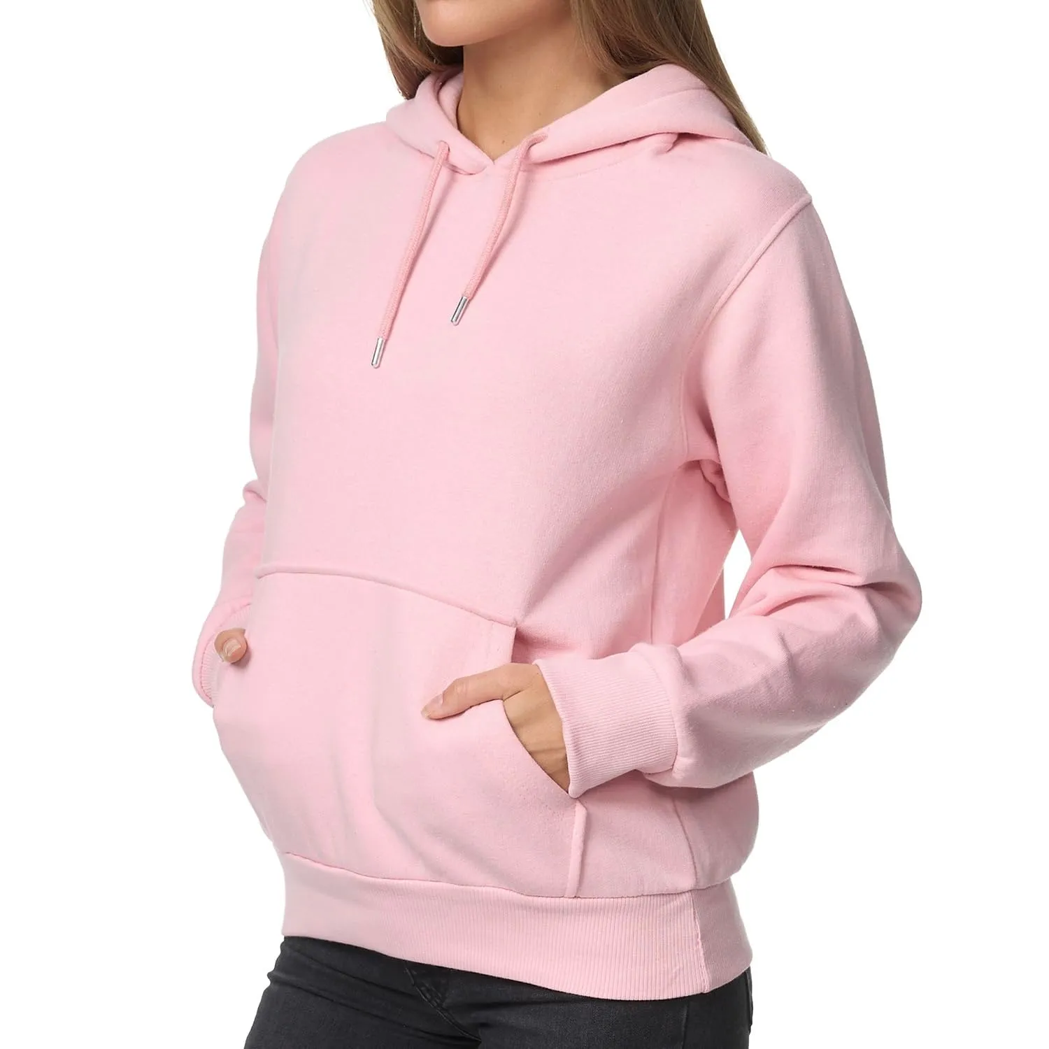 Smith & Solo Felpa con Cappuccio da Donna in Cotone Slim Fit, Rosa, M - immagine 2