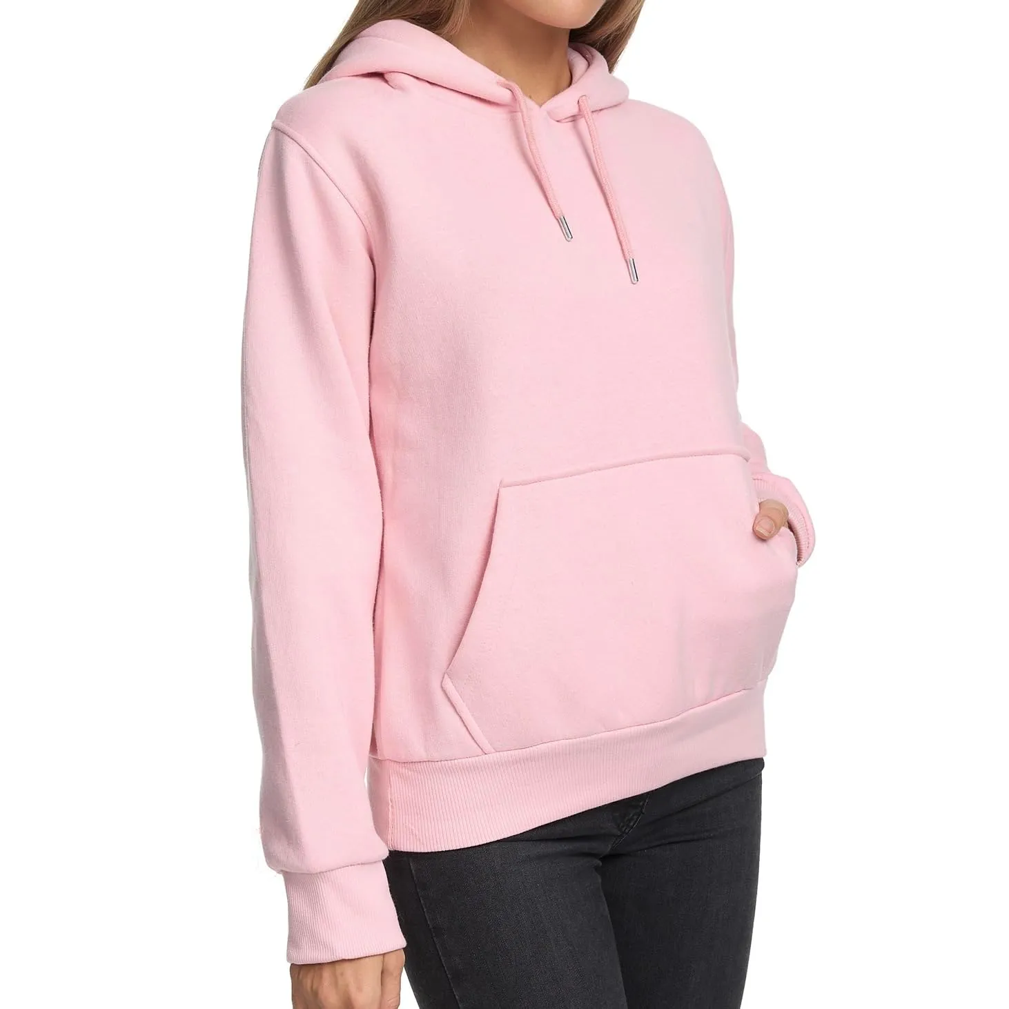 Smith & Solo Felpa con Cappuccio da Donna in Cotone Slim Fit, Rosa, M - immagine 3