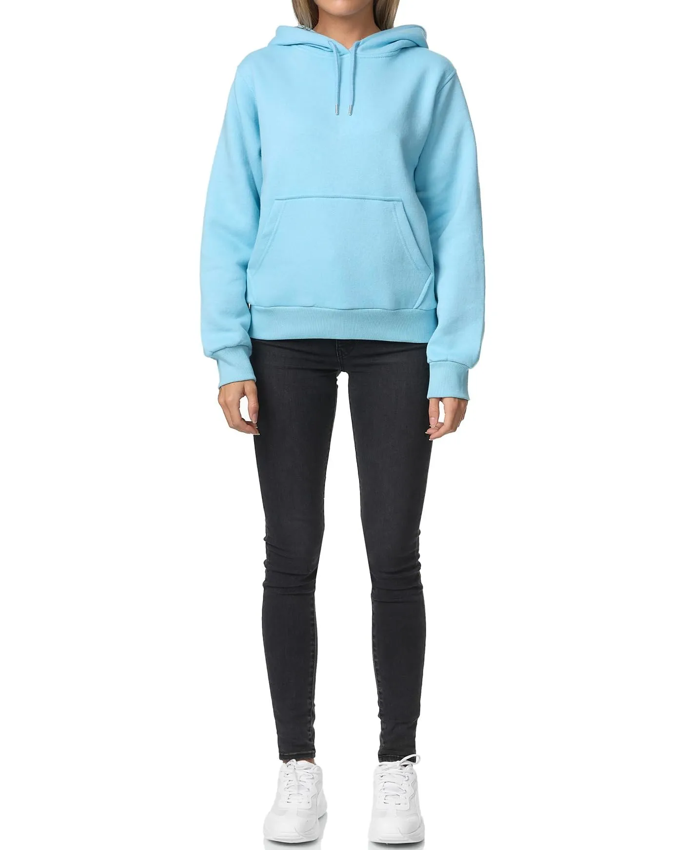 Smith & Solo Hoodie Donna Felpa con Cappuccio in Cotone - Azzurro Chiaro - M - immagine 4