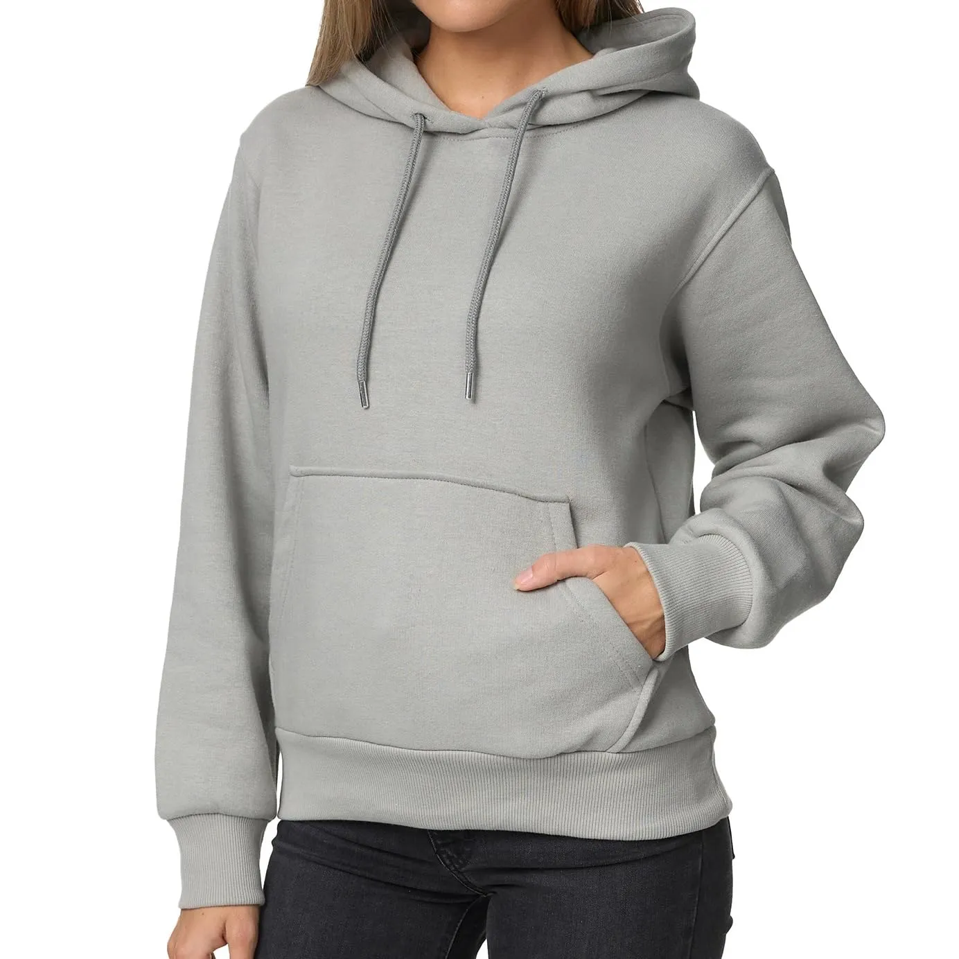 Smith & Solo Hoodie Donna Felpa con Cappuccio Cotone - Grigio - L - immagine 2