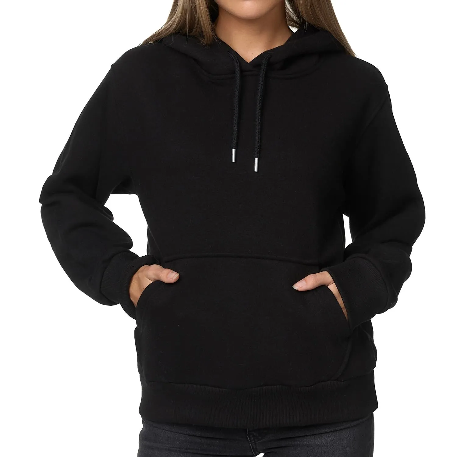 Smith & Solo Hoodie Donna Felpa con Cappuccio Cotone - Grigio - L - immagine 3