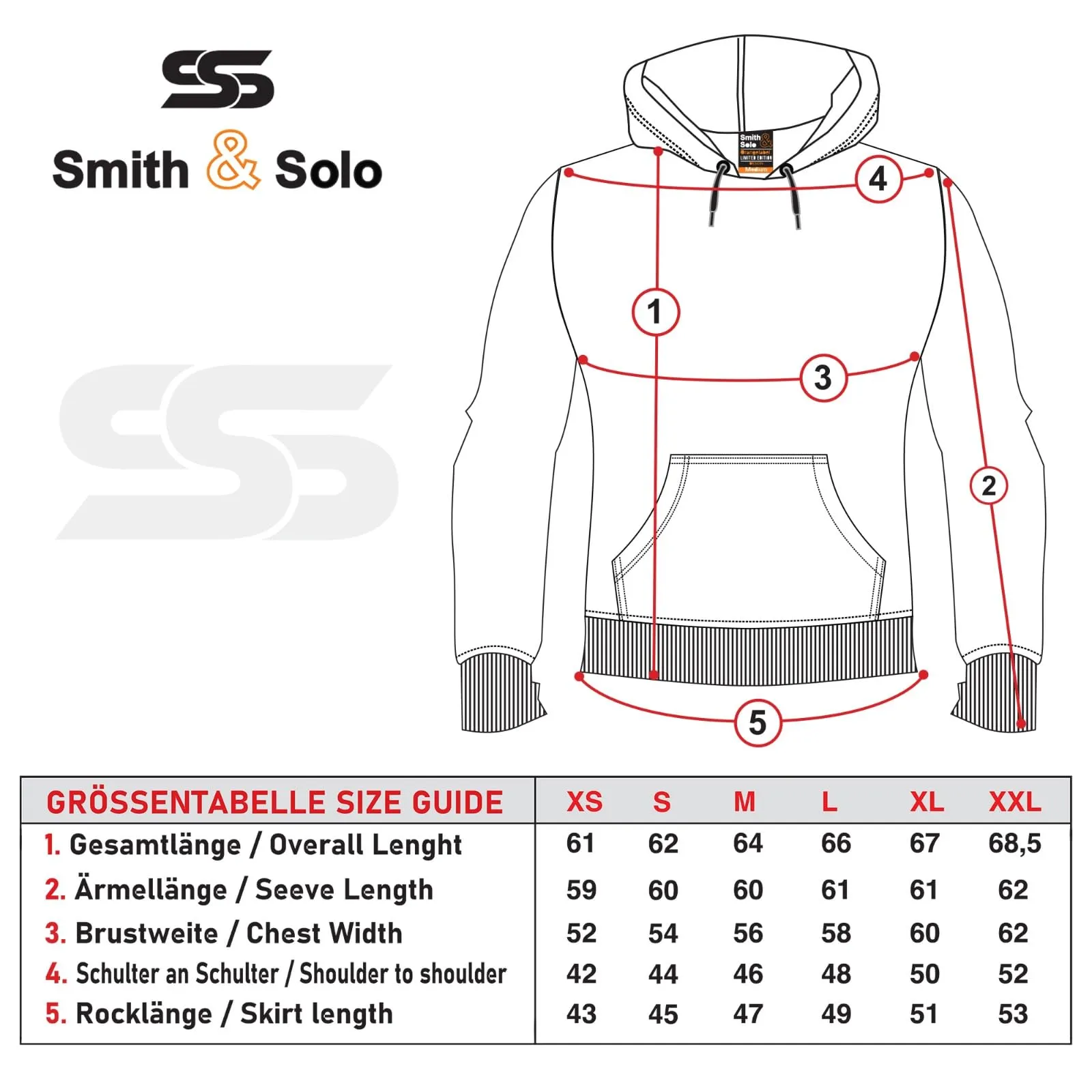 Smith & Solo Hoodie Donna Felpa con Cappuccio Cotone - Grigio - L - immagine 9