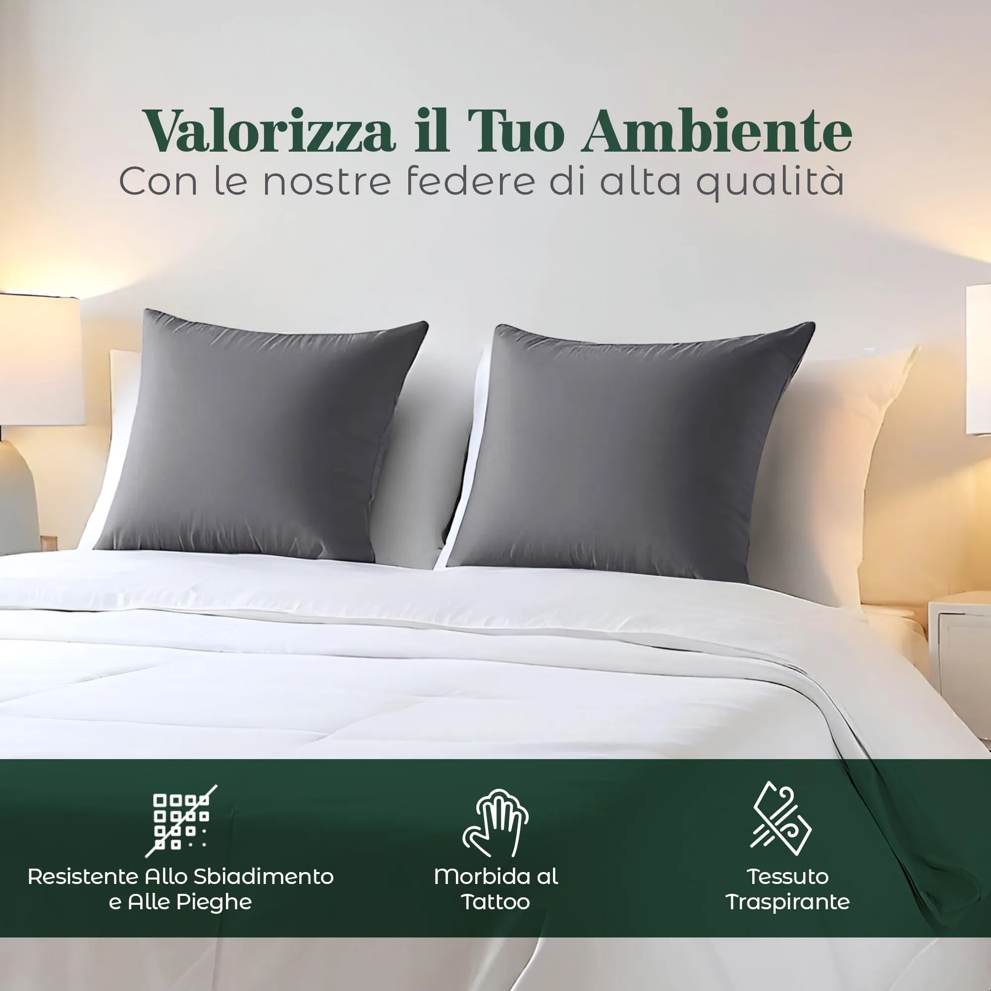 Utopia Bedding Set di 4 Copricuscino, 80 x 80 cm, Grigio - immagine 7
