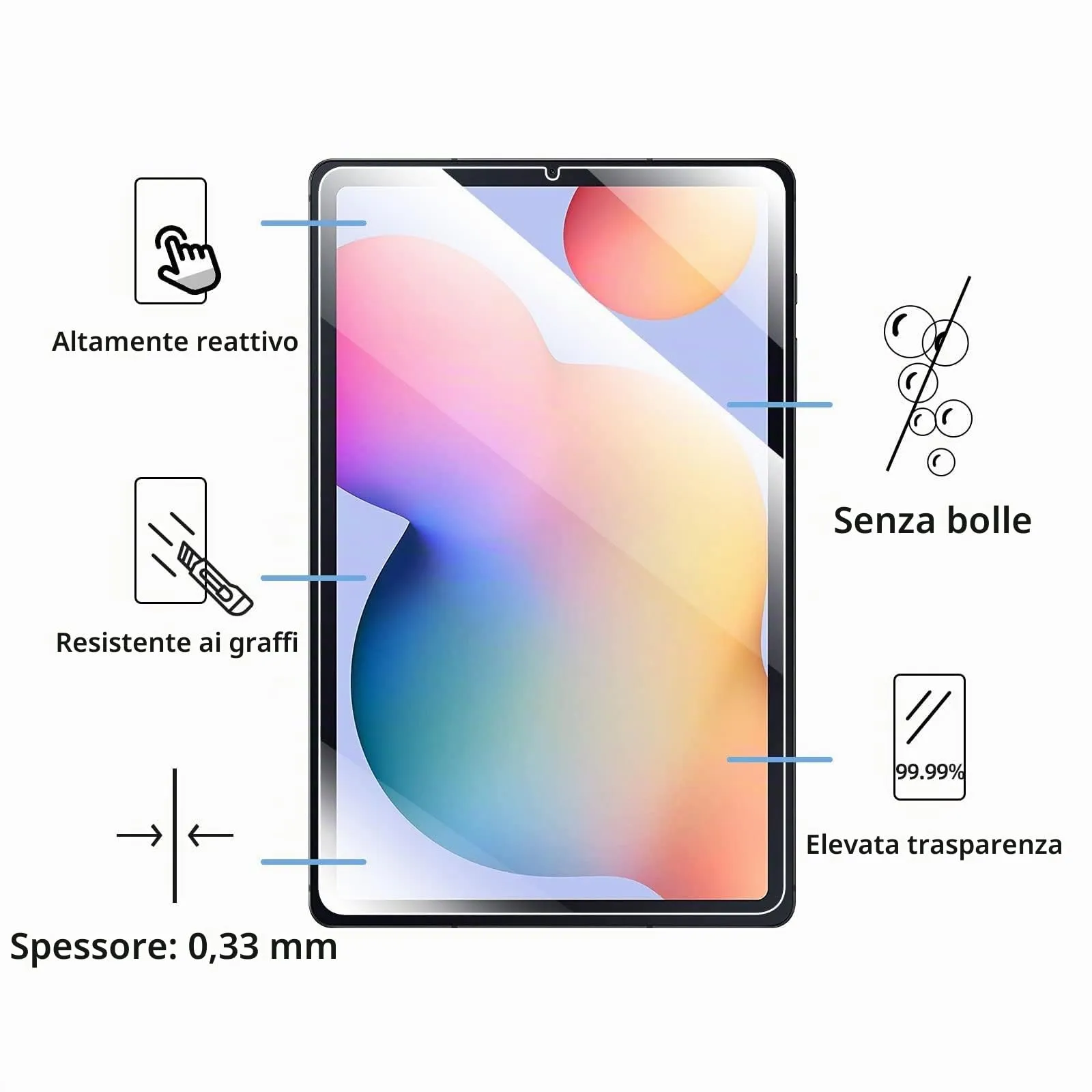 NEW'C Pellicola in Vetro Temperato per Samsung Galaxy Tab S6 Lite 10,4 pollici - immagine 4