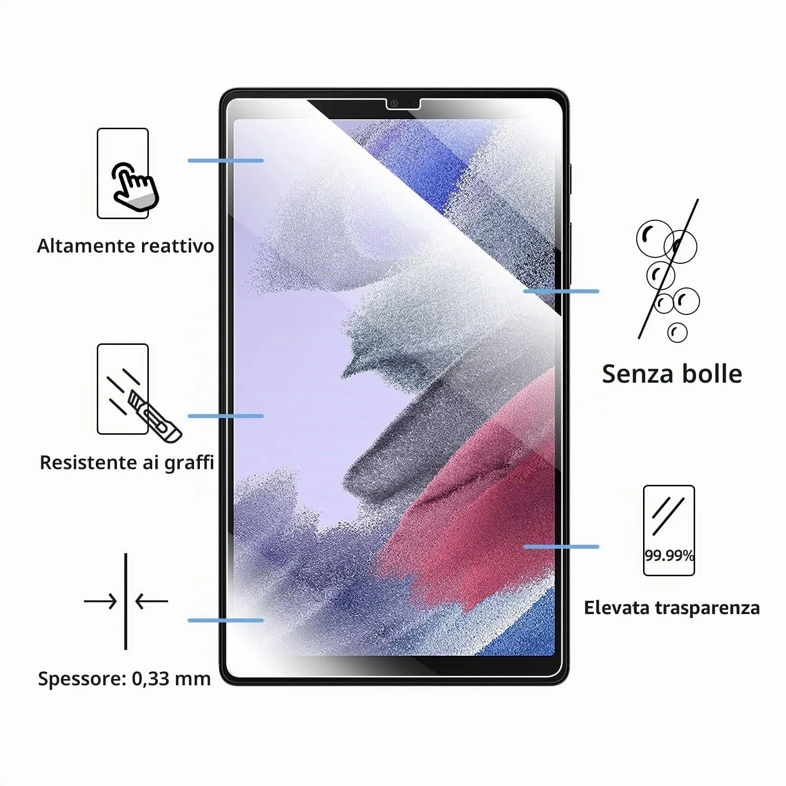 NEW'C Pellicola in Vetro Temperato per Samsung Galaxy Tab A7 Lite 8,7 pollici (SM-T220/T225/T227) - immagine 2