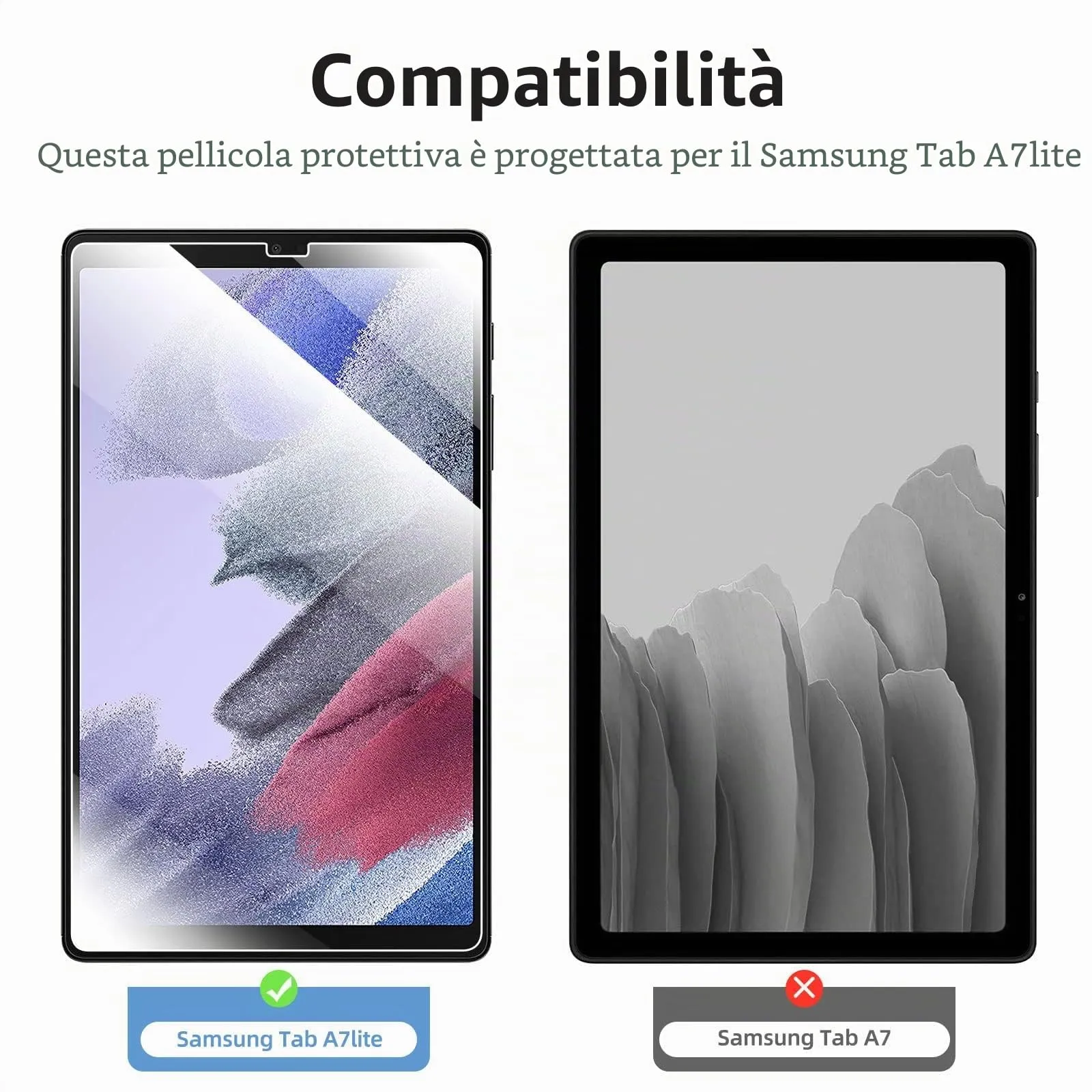 NEW'C Pellicola in Vetro Temperato per Samsung Galaxy Tab A7 Lite 8,7 pollici (SM-T220/T225/T227) - immagine 3