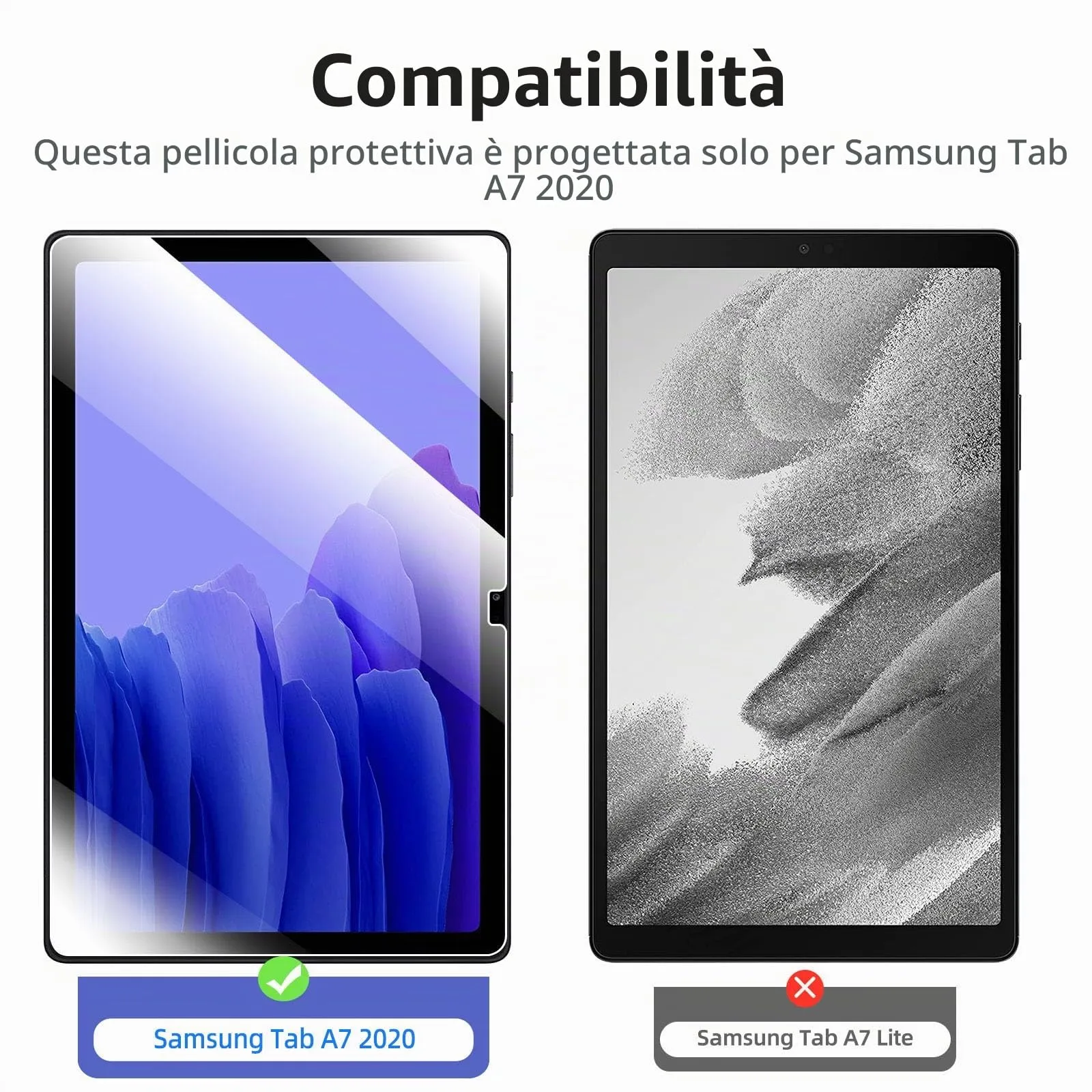 NEW'C Pellicola in Vetro Temperato per Samsung Galaxy Tab A7 2020 SM-T500/T505/T507, 10.4 pollici - immagine 2