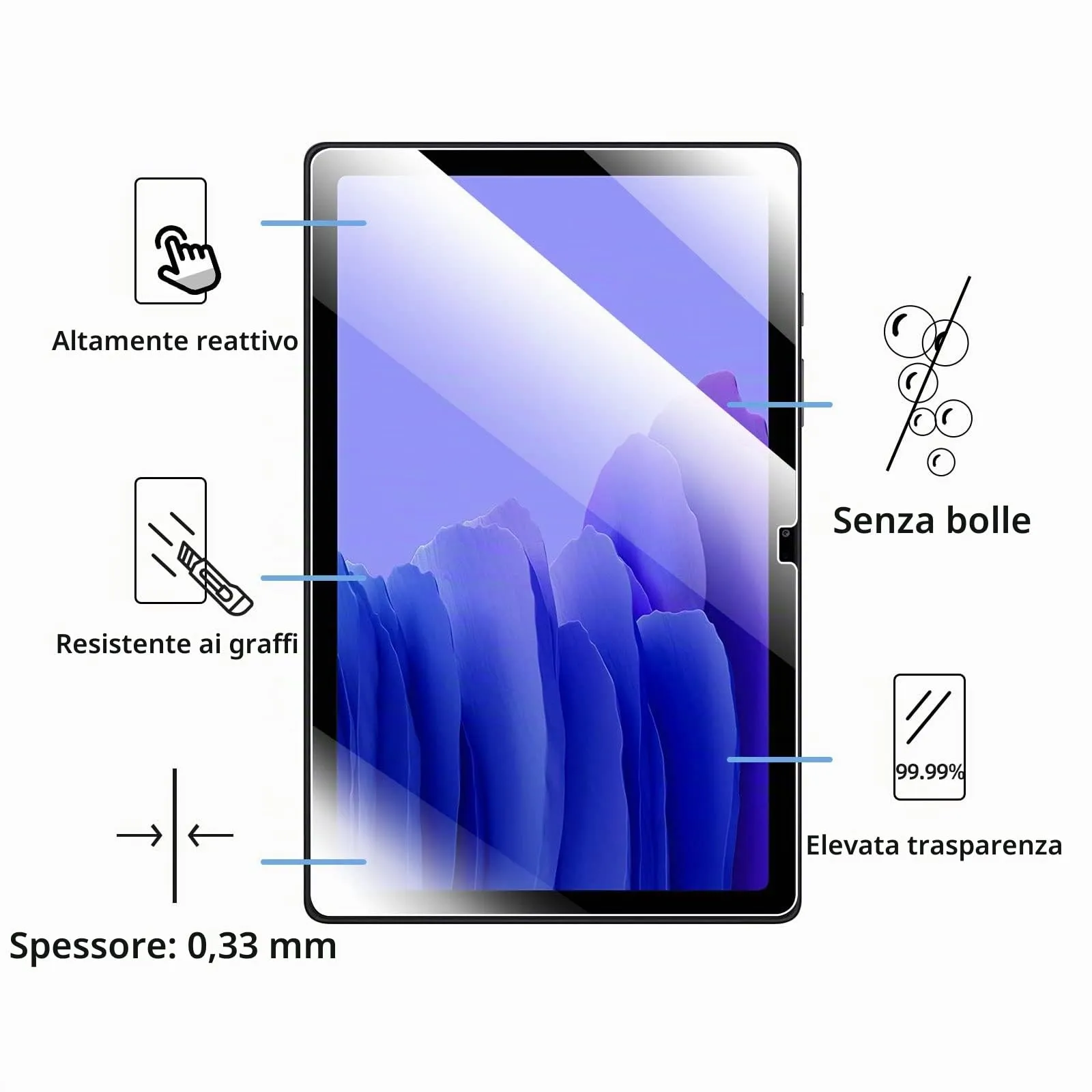 NEW'C Pellicola in Vetro Temperato per Samsung Galaxy Tab A7 2020 SM-T500/T505/T507, 10.4 pollici - immagine 4