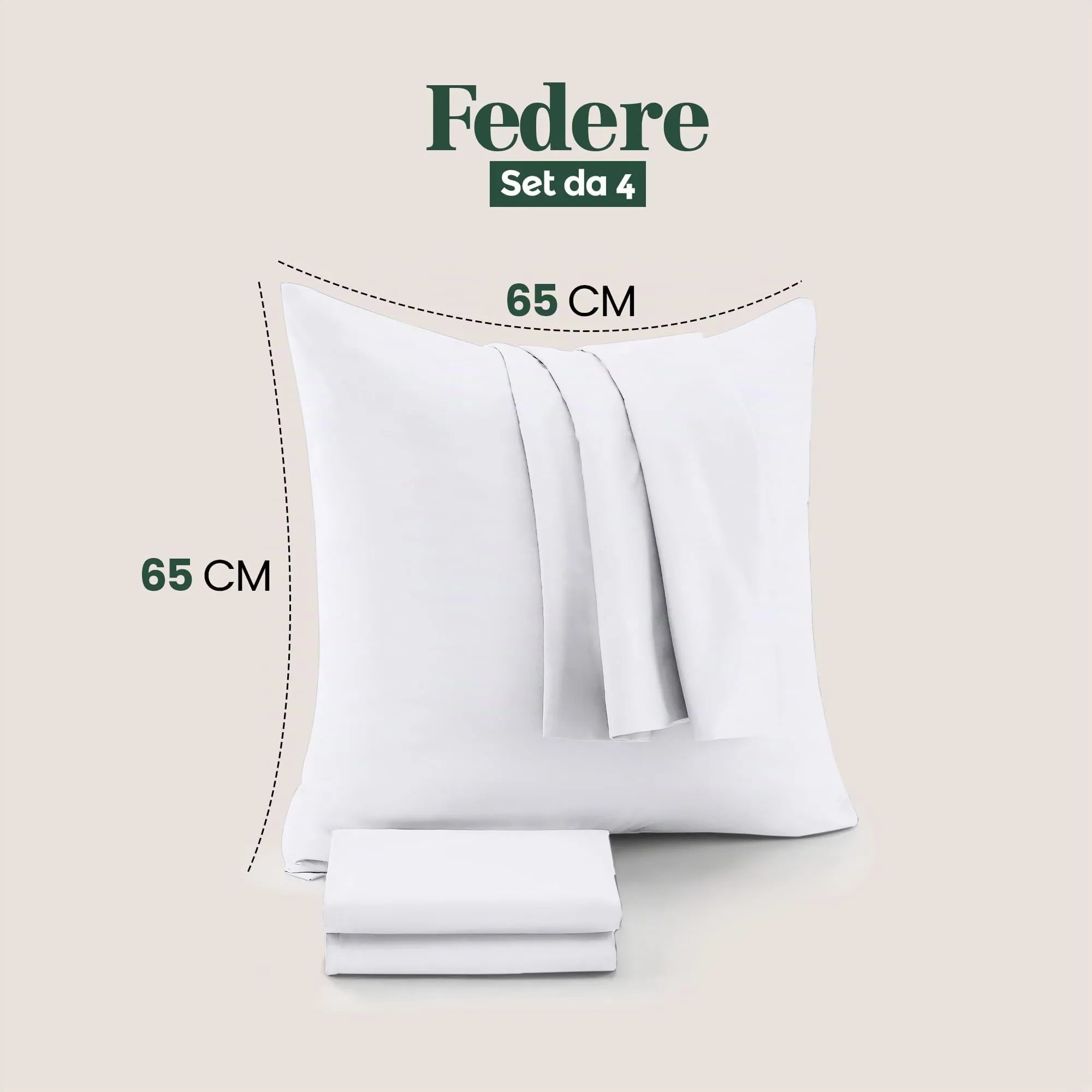 Utopia Bedding Set di 4 Copricuscino, 65 x 65 cm, Bianco - immagine 2