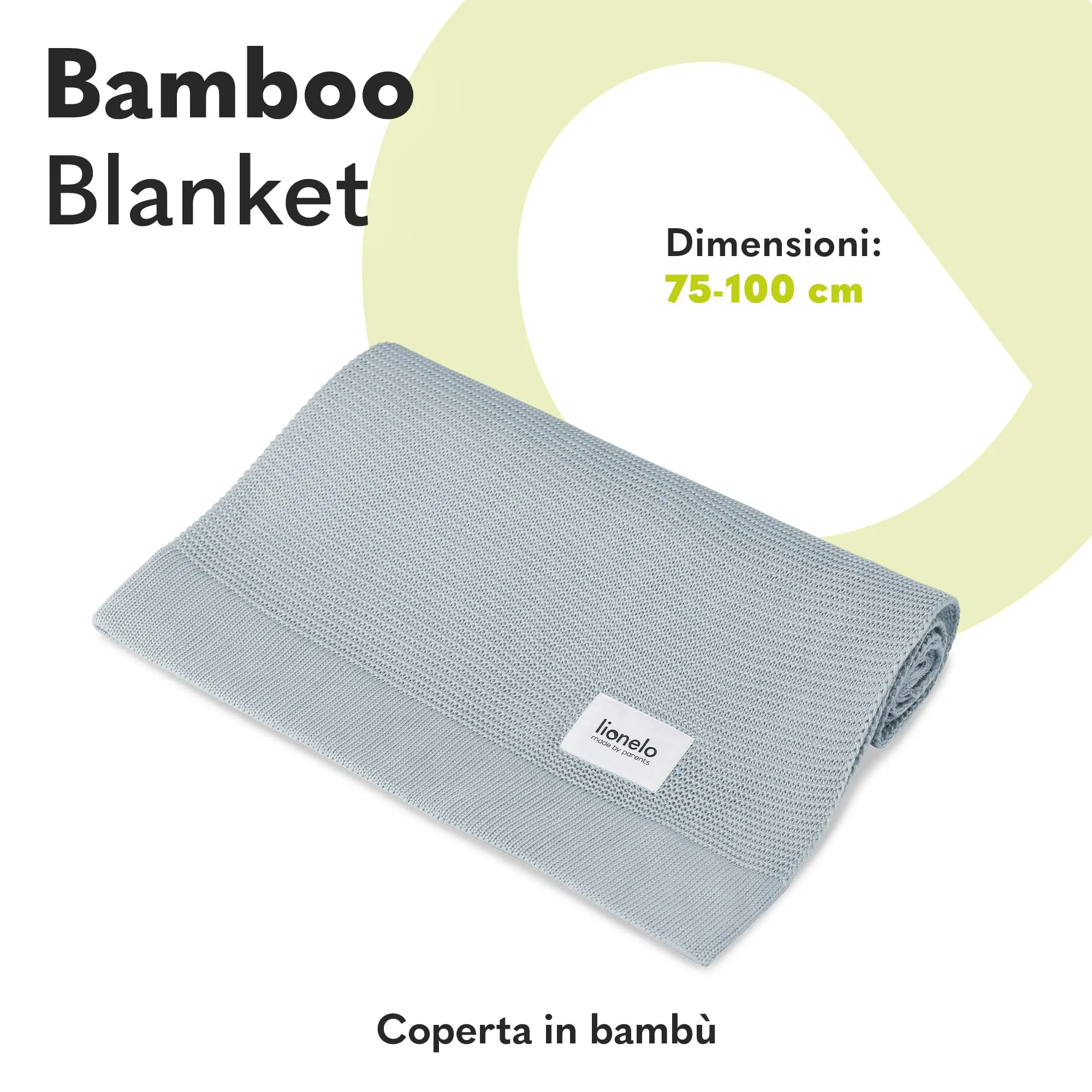 Lionelo Bamboo Blanket, 100x75 cm, Bamboo Cotton, Grey - immagine 2