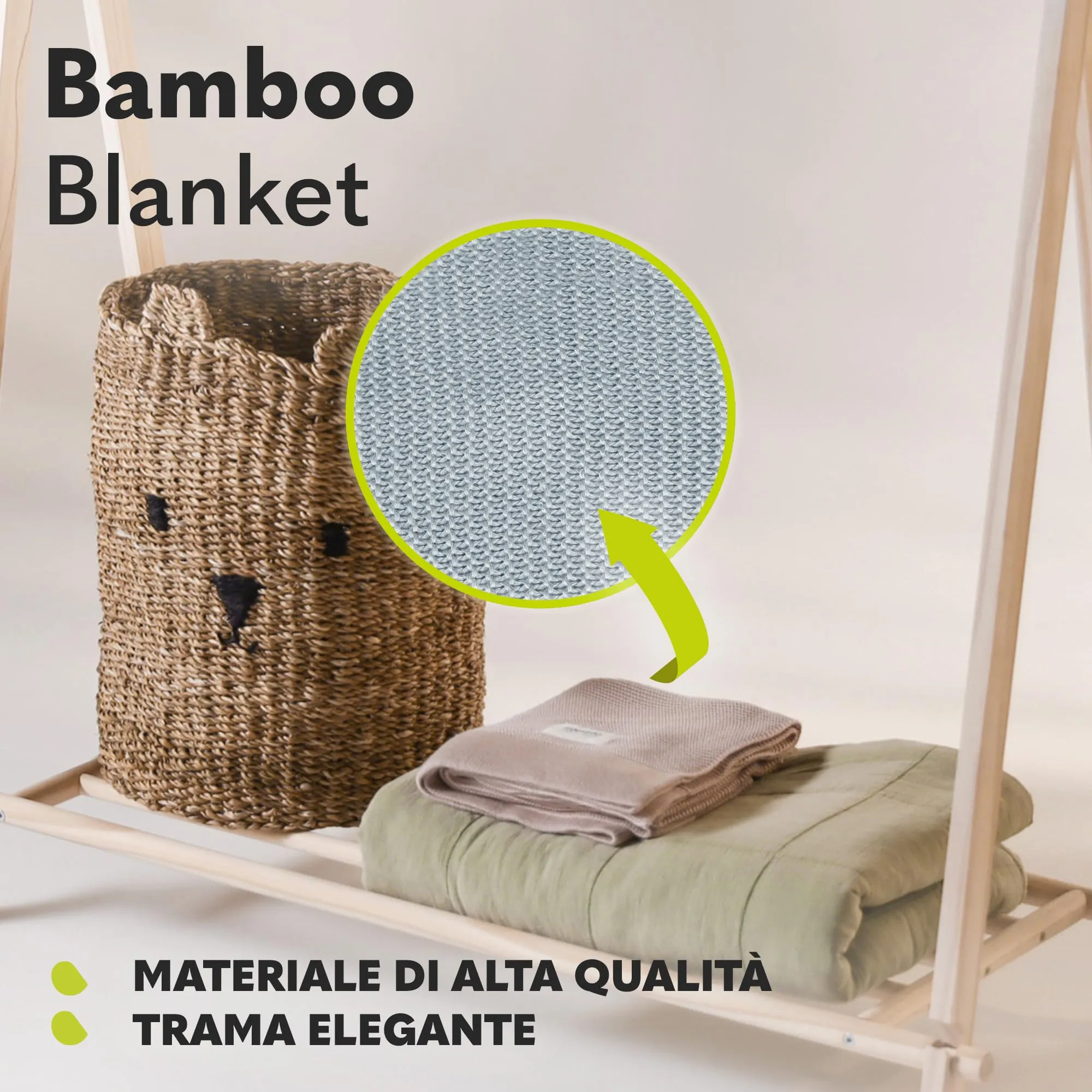 Lionelo Bamboo Blanket, 100x75 cm, Bamboo Cotton, Grey - immagine 4