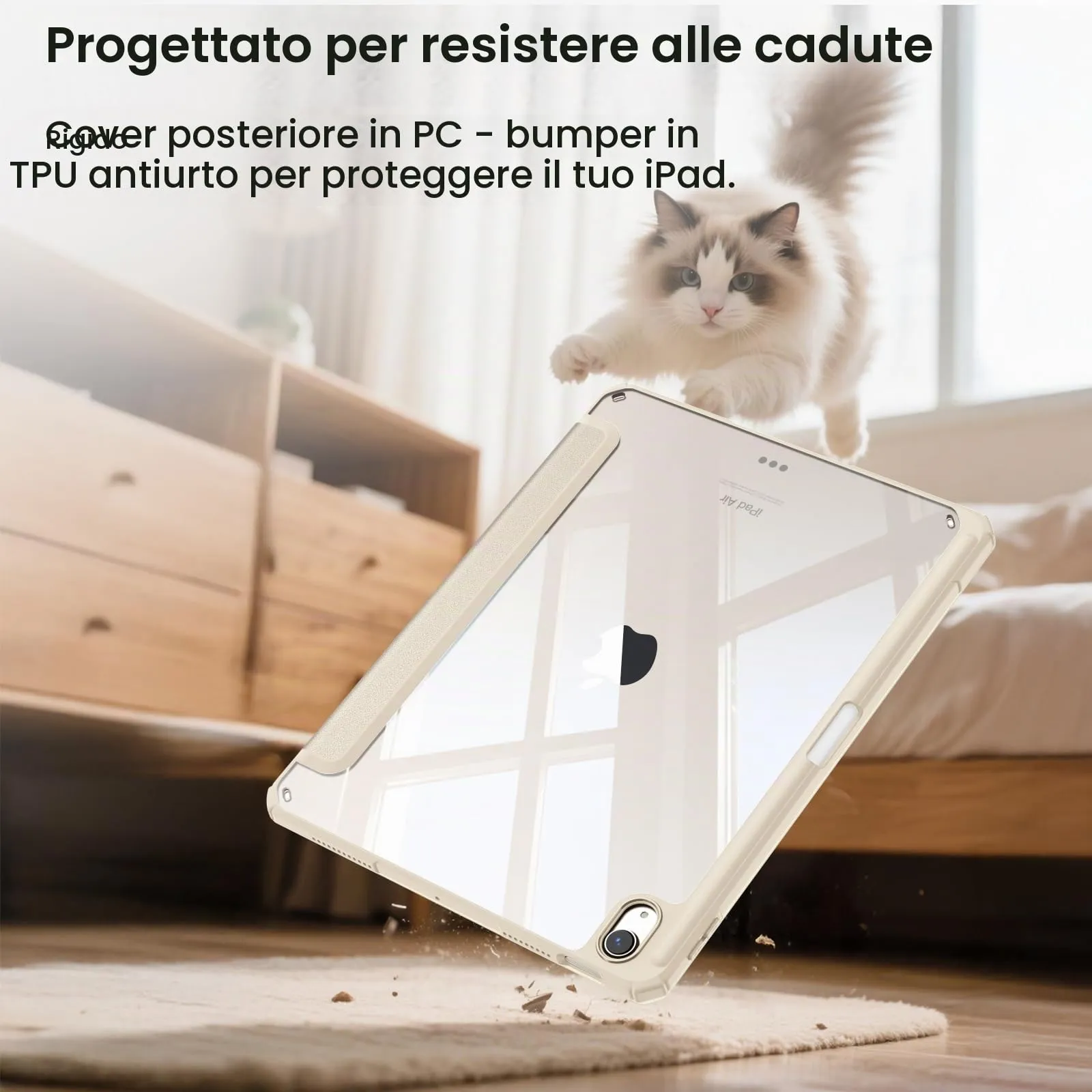 FINTIE Custodia Ibrida per iPad Air 11" (2024) M2, iPad Air 6a/5a/4a generazione, Cover Posteriore Trasparente Antiurto con Portapenne e Auto Sleep/Wake - immagine 7