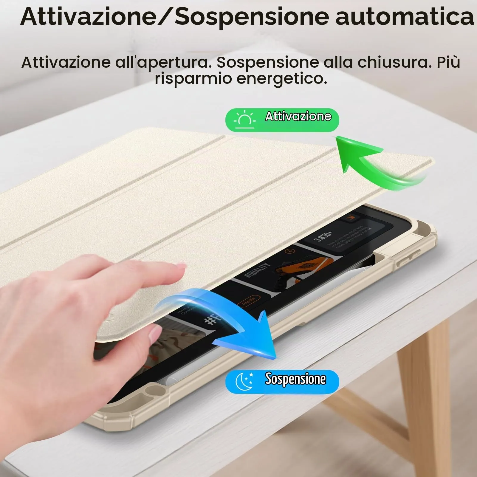 FINTIE Custodia Ibrida per iPad Air 11" (2024) M2, iPad Air 6a/5a/4a generazione, Cover Posteriore Trasparente Antiurto con Portapenne e Auto Sleep/Wake - immagine 8