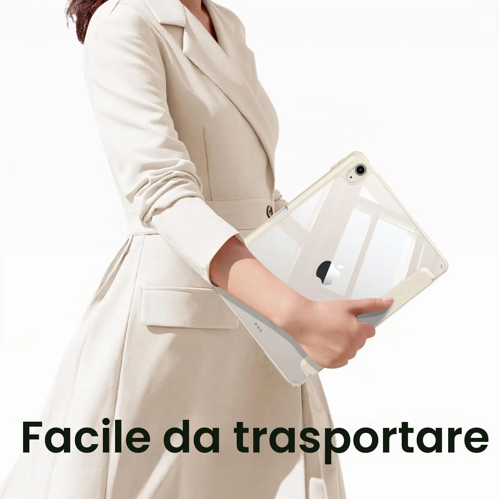 FINTIE Custodia Ibrida per iPad Air 11" (2024) M2, iPad Air 6a/5a/4a generazione, Cover Posteriore Trasparente Antiurto con Portapenne e Auto Sleep/Wake - immagine 9