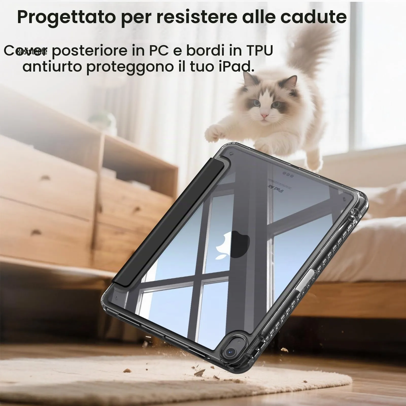 FINTIE Custodia Ibrida per iPad Air 11" (2024) M2, iPad Air 6a/5a/4a Generazione, Cover Posteriore Trasparente Antiurto con Portapenne e Wake/Sleep Automatico - immagine 7