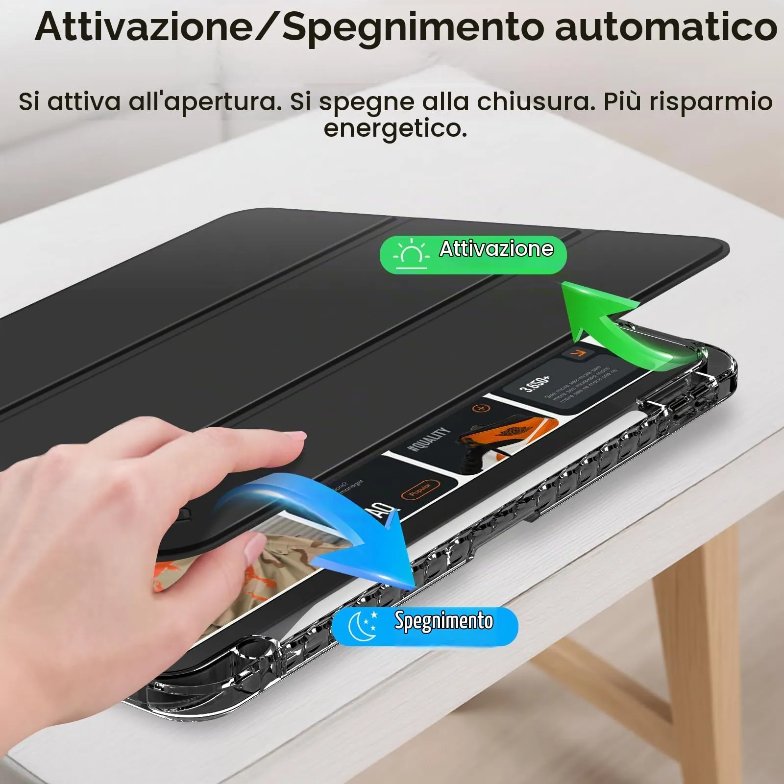 FINTIE Custodia Ibrida per iPad Air 11" (2024) M2, iPad Air 6a/5a/4a Generazione, Cover Posteriore Trasparente Antiurto con Portapenne e Wake/Sleep Automatico - immagine 8